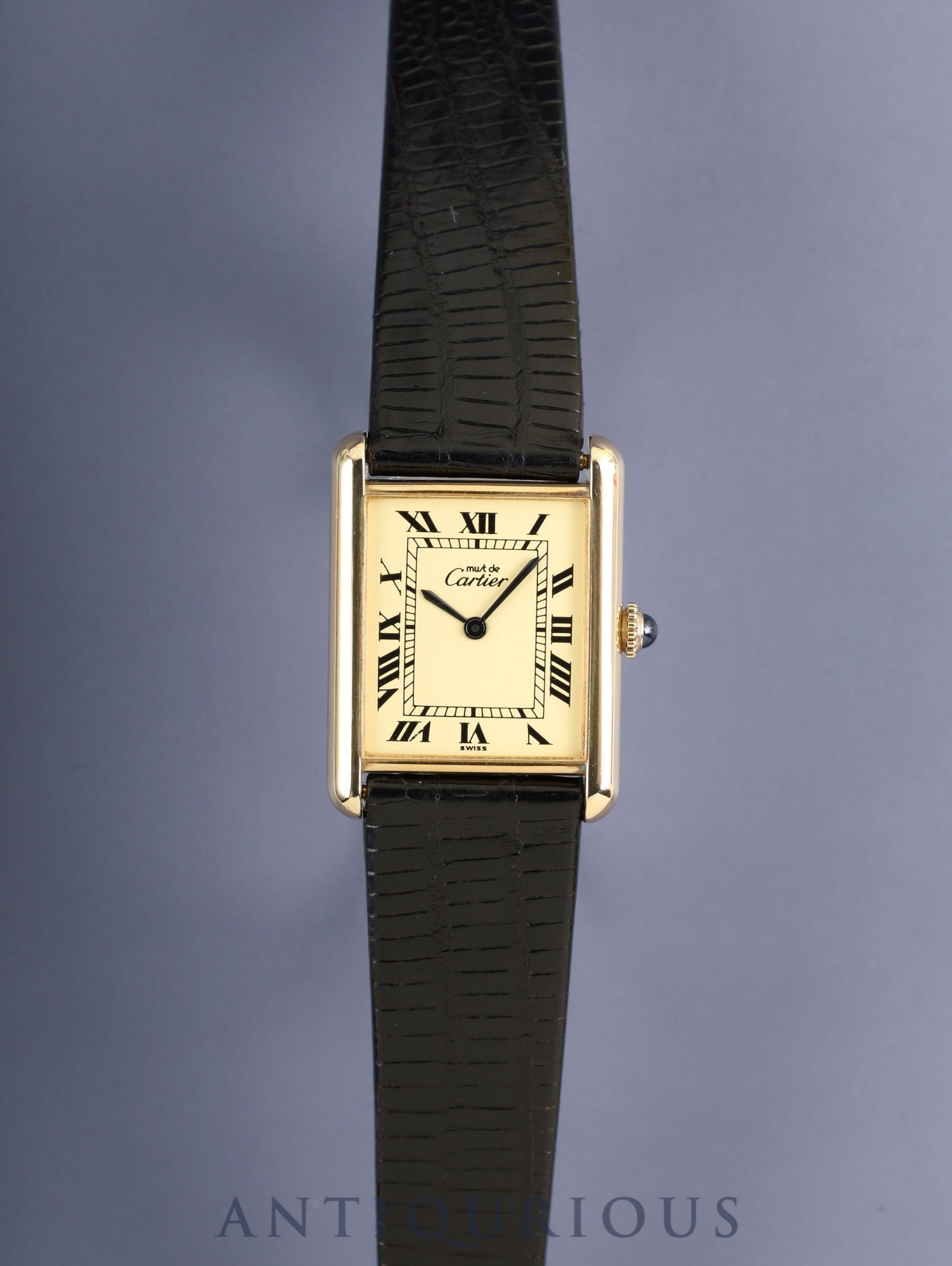 カルティエ マストタンク LM 手巻き Cal.78-1 SV925 革 純正ピンバックル(GP)アイボリーローマン文字盤(SWISS表記) 箱 冊子 国際永久保証書(1982年 / 個人名記載) オーバホール済み