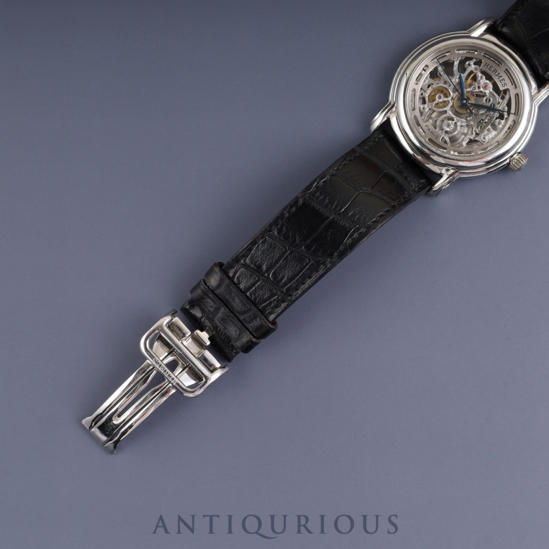 Hermès Sesame SM1.710 Automatic Caliber - Stainless Steel Genuine Leather Strap Genuine Buckle (SS) Skeleton Dial Warranty (2001) Box Booklet Overhauled