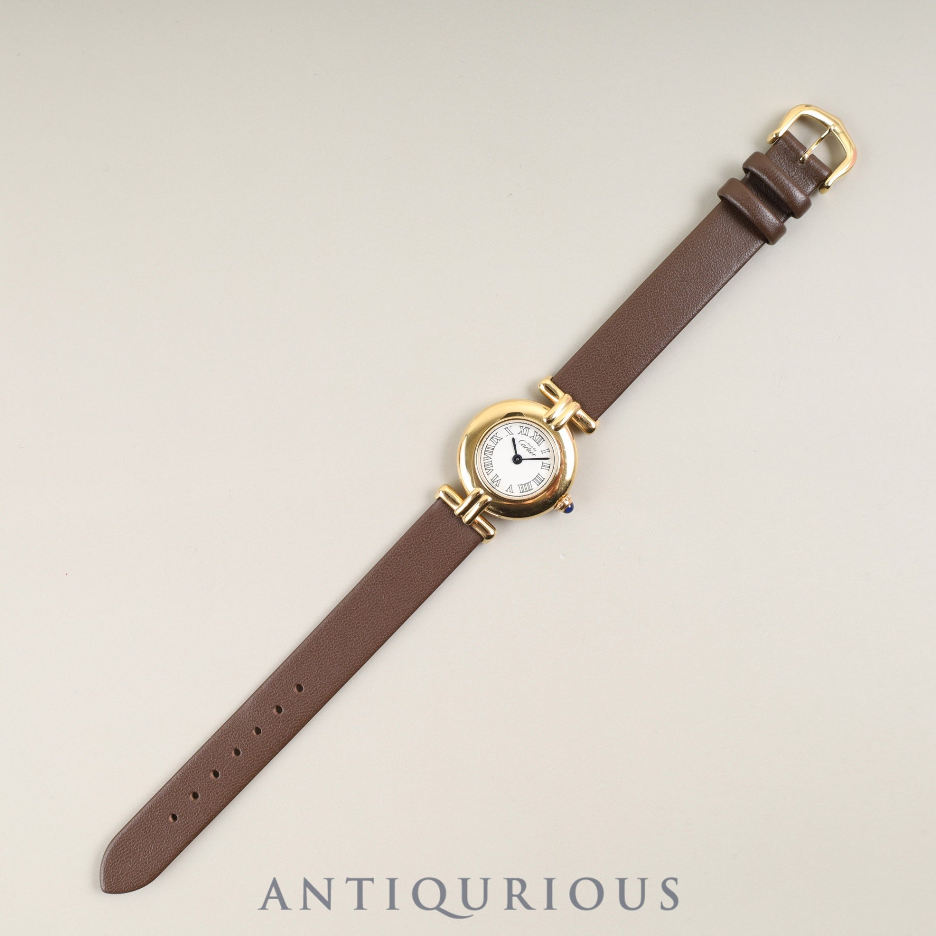 カルティエ マストコリゼ 2410 クォーツ Cal.157 SV925 革 純正尾錠(GP) ホワイト文字盤 24mm 箱 保証書(1999年)オーバーホール済み