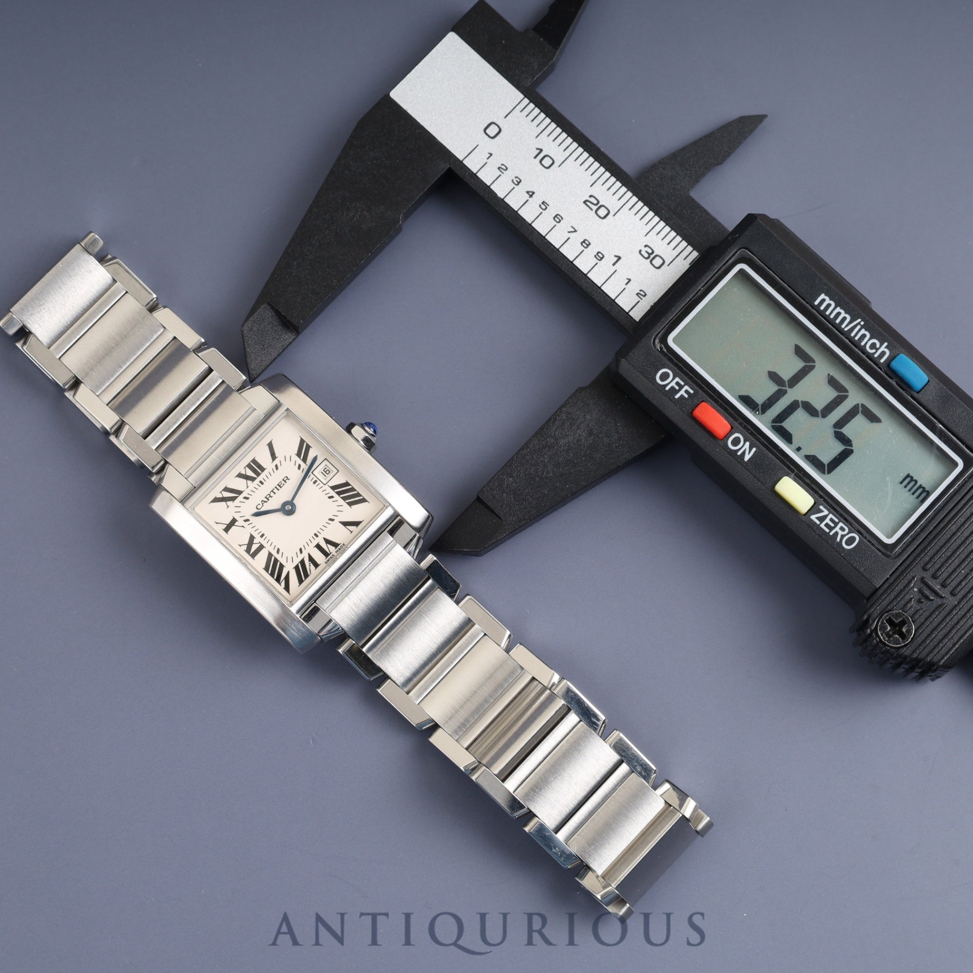 Cartier Tank Française MM W51011Q3/2465 Quartz Caliber 175N Stainless Steel White Roman Dial Box Booklet Warranty (2005) Overhauled