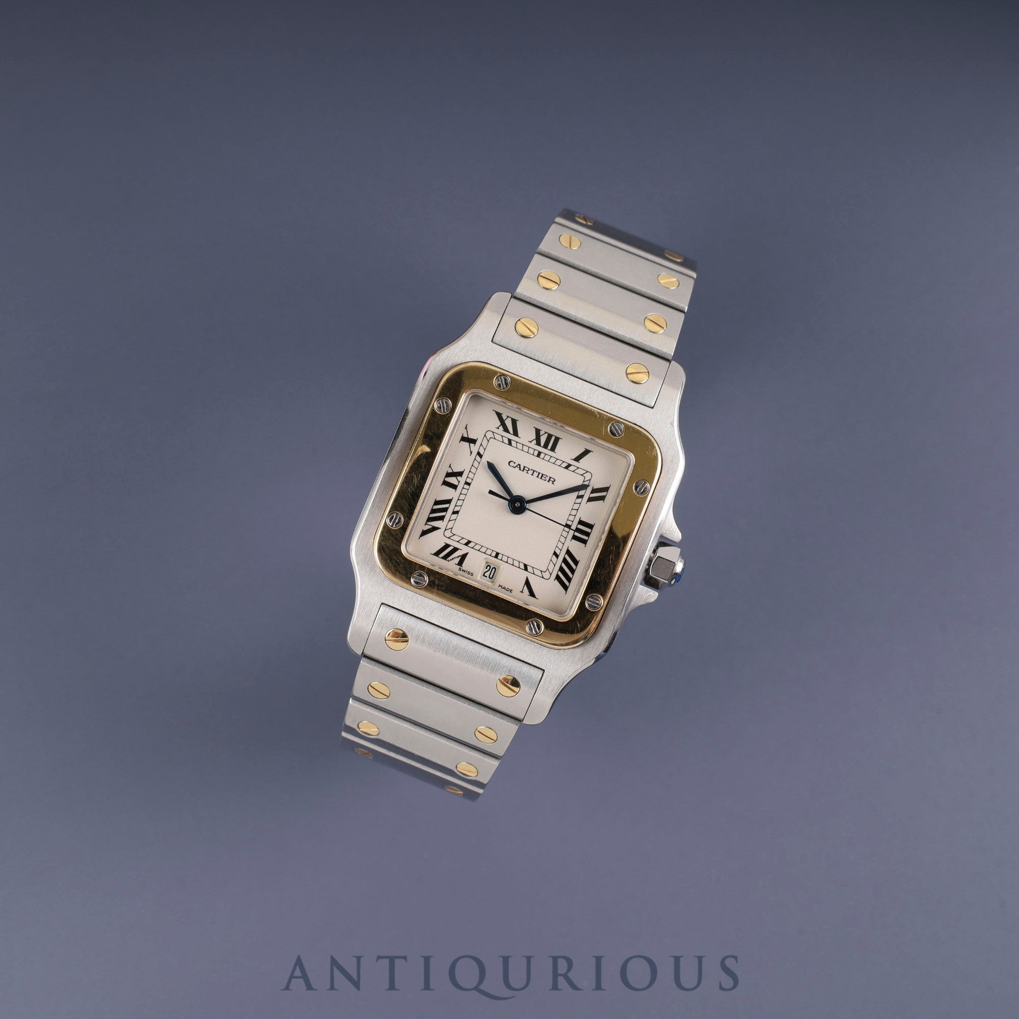 カルティエ サントス ガルベ LM W20011C4 / 1566 クォーツ Cal.687 SS/YG SS/YG アイボリーローマン文字盤 国際修理証明書 オーバーホール済み