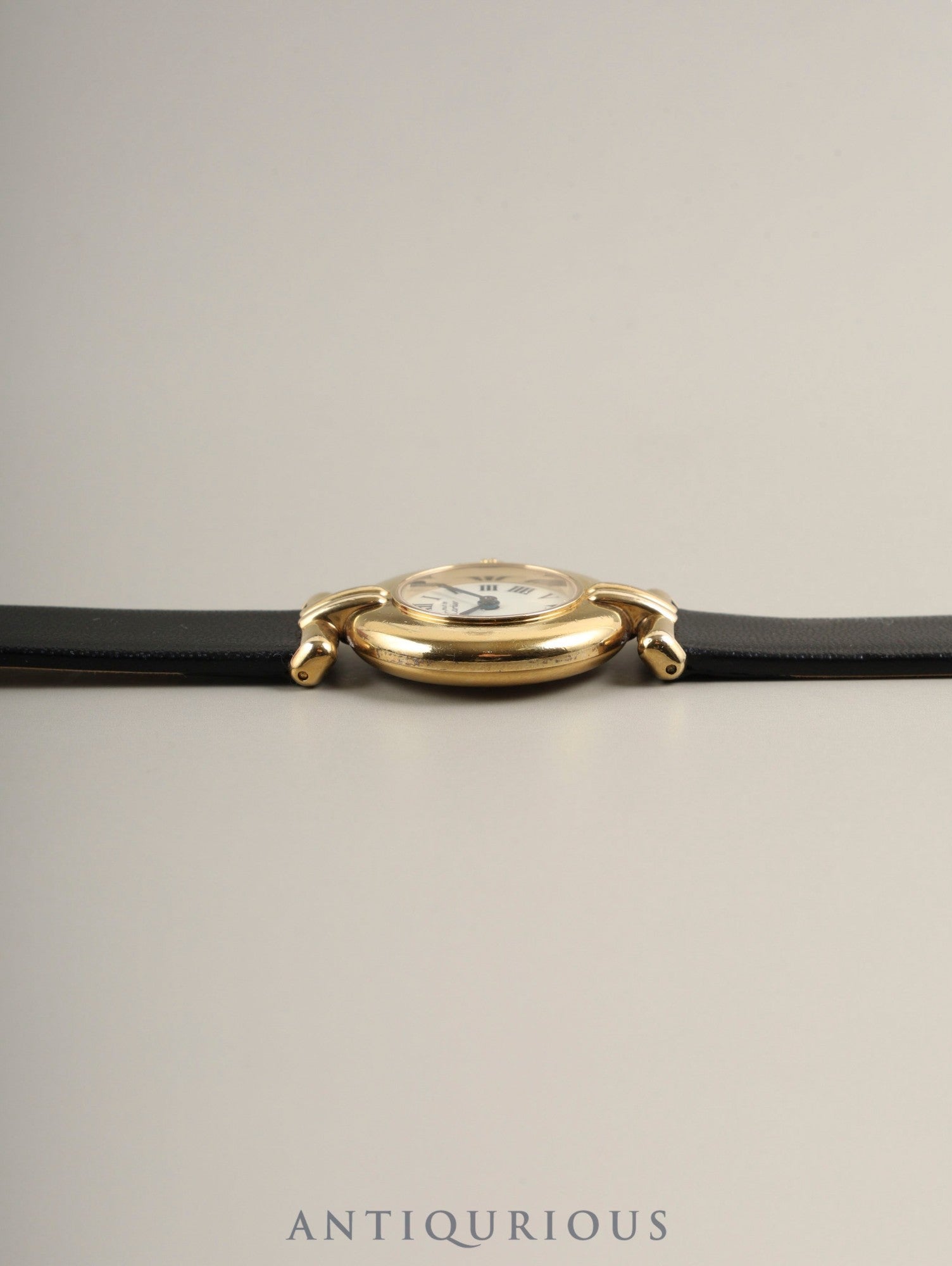 Cartier Must Colisee 590002 Quartz Caliber 90 SV925 Leather Strap with Genuine GP Buckle, Ivory Dial, Overhauled