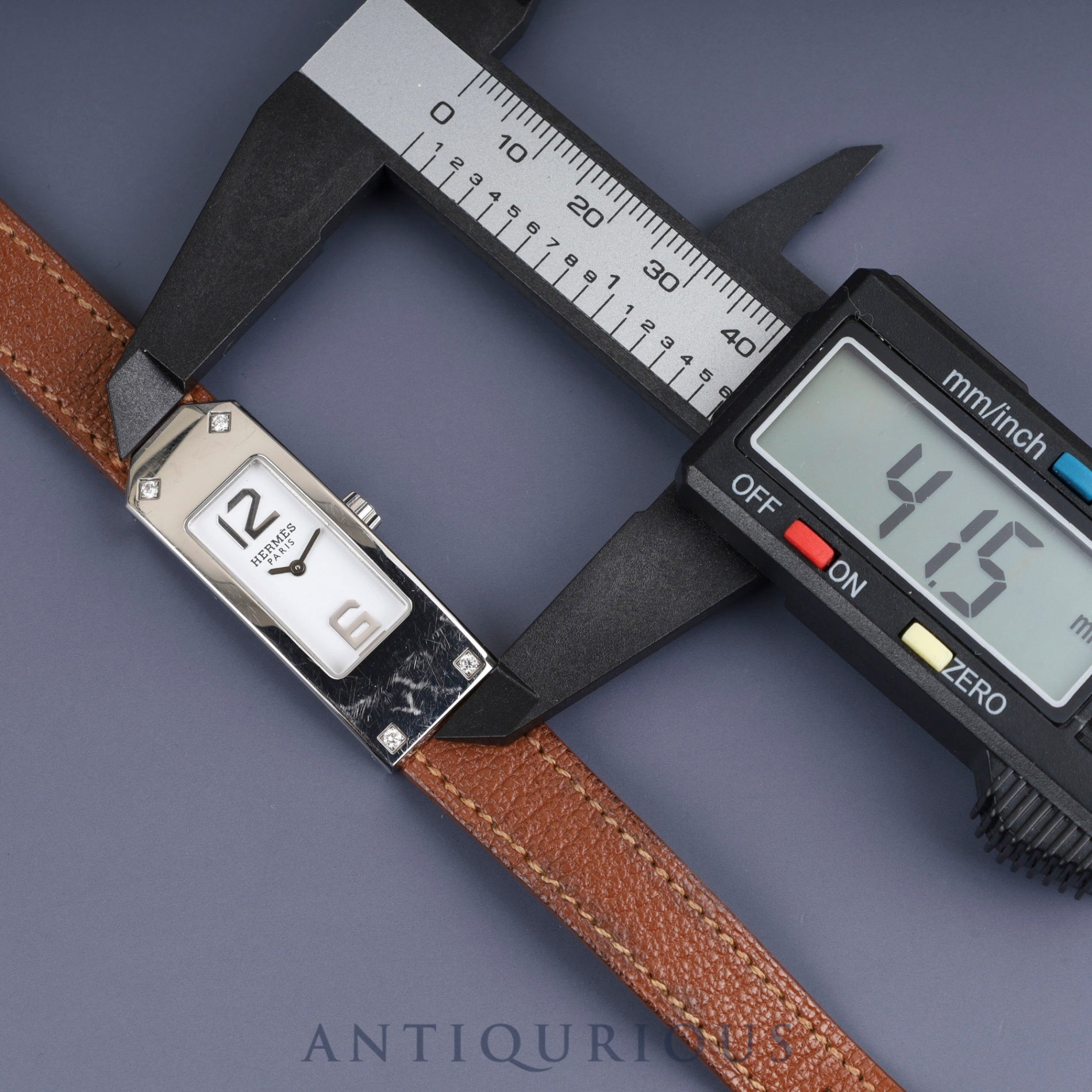 Hermes Kelly 2 4P Diamond KT1.230 Quartz Cal.280.002 SS Genuine Leather Strap (□Q Stamp: 2013) Genuine Buckle (SS) White Dial Overhauled
