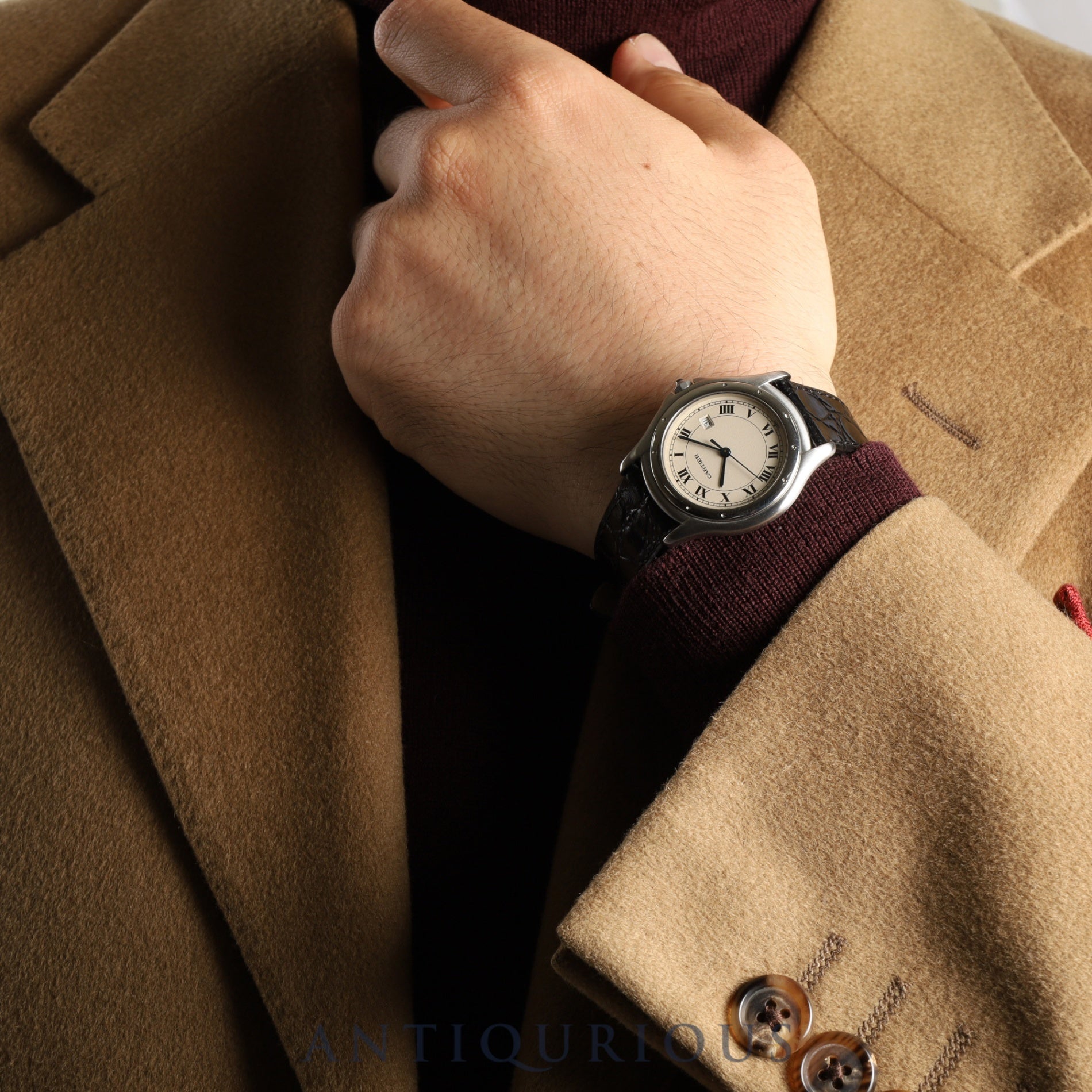 Cartier Panthere Cougar LM W35002F5 / 987904 Quartz SS Leather Genuine Buckle (SS) White Roman Dial Overhauled