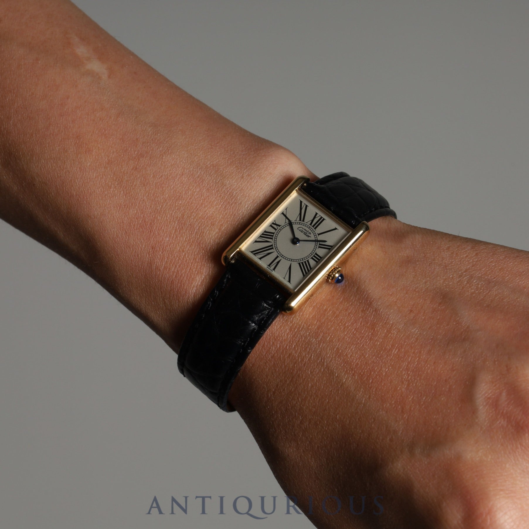 Cartier Must Tank LM QZ Cal.90 W1005654 / 590005 SV925 Leather Genuine Buckle (GP) Opalan Dial Box
