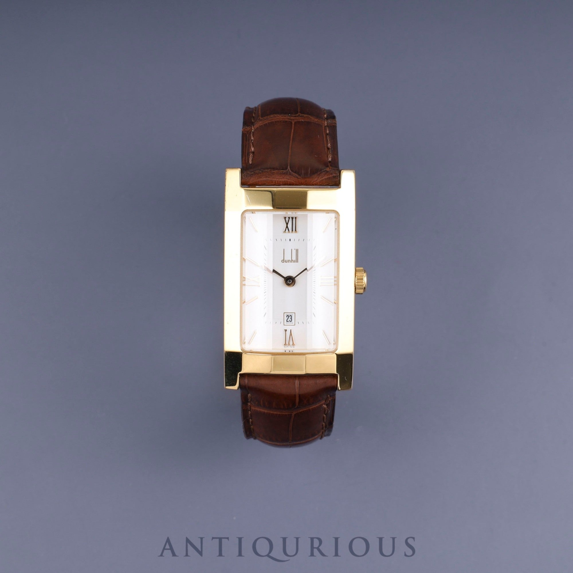 ダンヒル ダンヒリオン クォーツ GP 純正革ベルト 純正Dバックル(GP) ホワイト文字盤 箱 冊子 オーバーホール済み