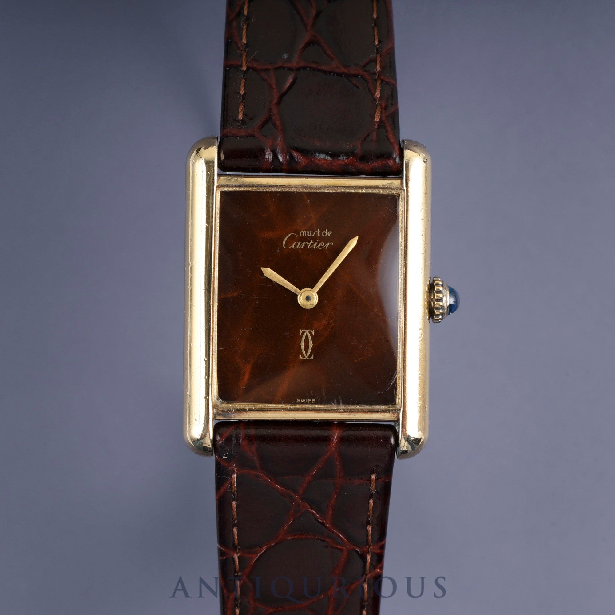 Cartier Must Tank LM Manual winding Cal.78-1 SV925 Leather Genuine buckle (GP) Mahogany dial Overhauled