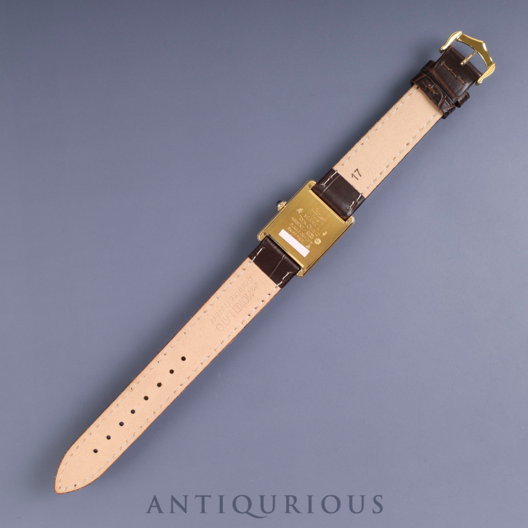 Cartier Must Tank LM 590005 Quartz SV925 Leather Genuine Buckle (GP) Front Trinity Dial Box Booklet Warranty (1990) Complete service completed at Cartier boutique
