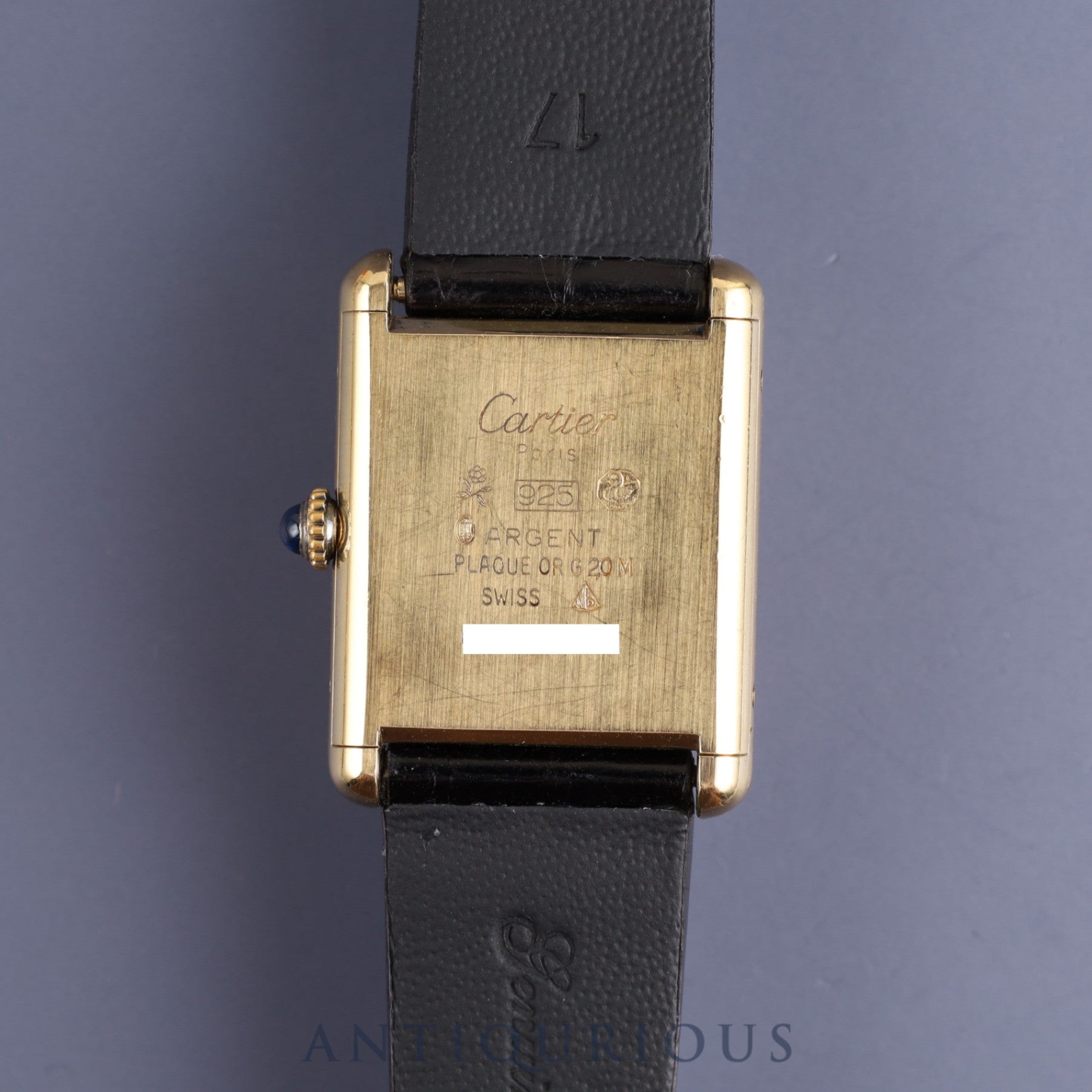 カルティエ マストタンク LM 手巻き Cal.78-1 SV925 革 純正尾錠(GP)ブラックオニキス文字盤 箱 オーバーホール済み