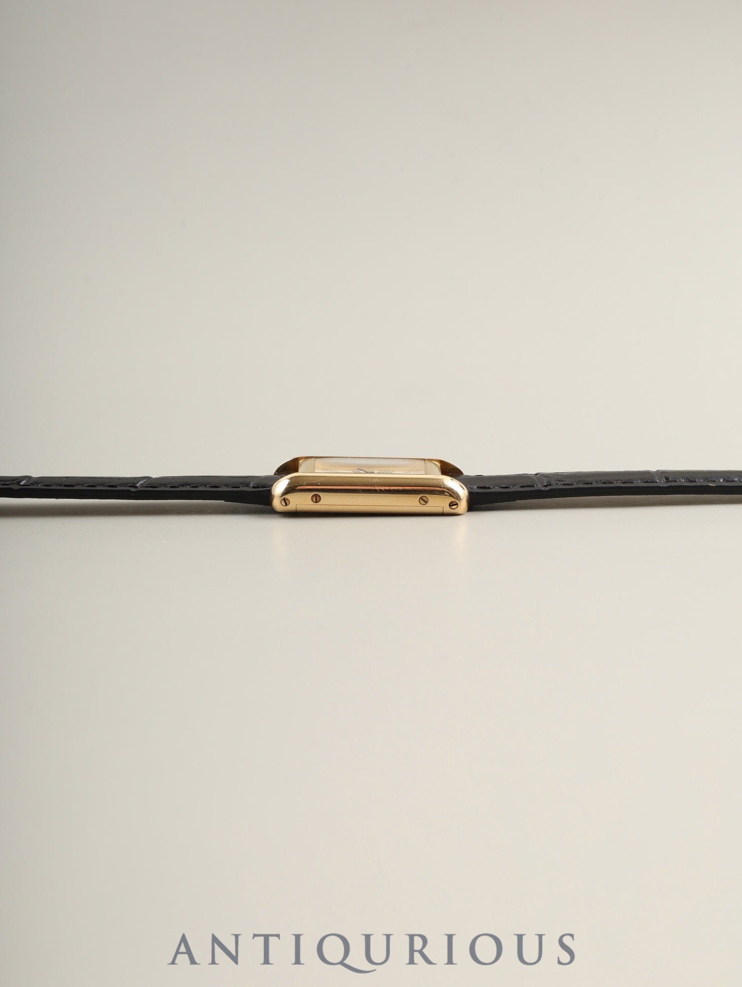 カルティエ タンク アロンジェ SM W1501753 / 828004 クォーツ Cal.028(ETA280.002) 750YG 革 社外ピンバックル(GP) アイボリーローマン文字盤 オーバーホール済み