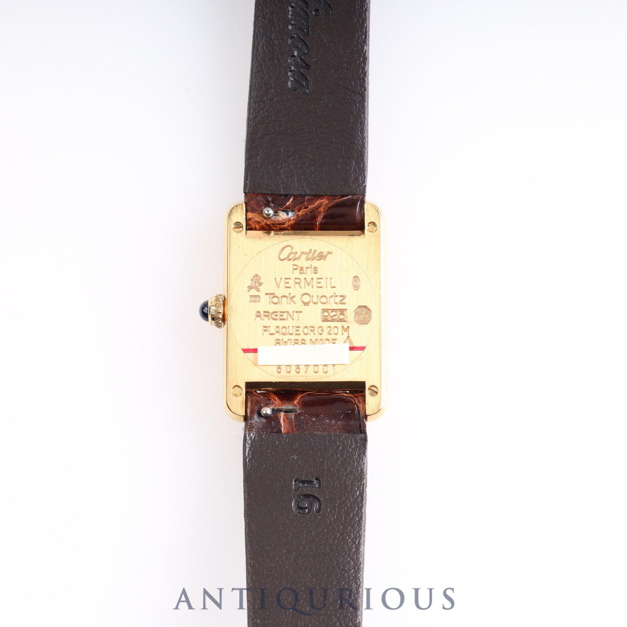 Cartier Must Tank SM Straight Roman Dial 5057001 925 Leather Genuine Buckle (GP) Quartz Mid 1980s - circa 1994