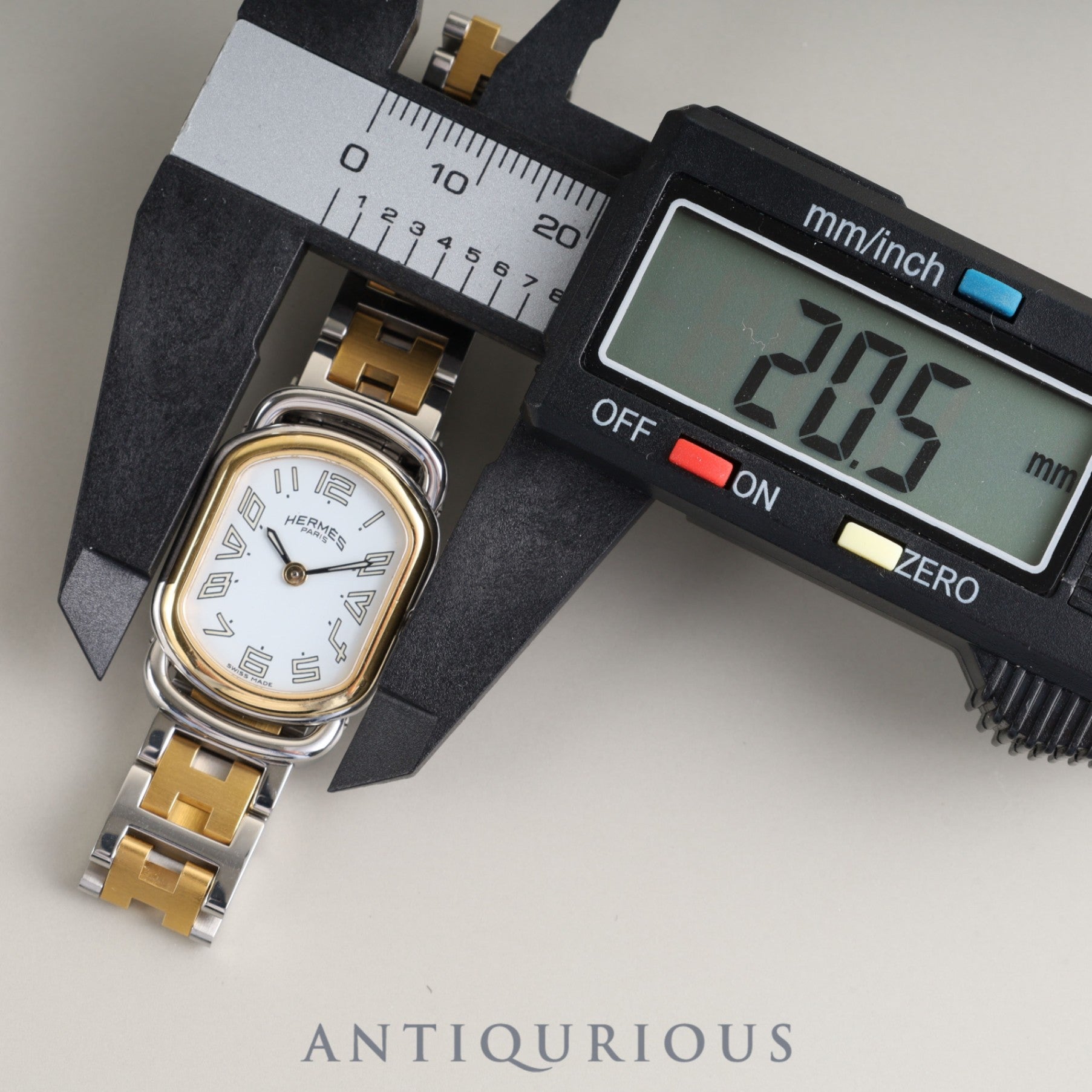 エルメス ラリー RA1.220 クォーツ Cal.976.001 SS/GP SS/GP ホワイト文字盤 オーバーホール済み