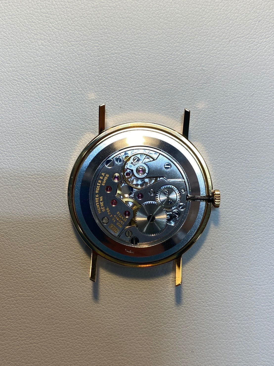 Rolex Cellini 4112 Manual winding Cal.1601 750YG Leather Genuine buckle (GP) White Roman dial 32mm N series (1991) Overhauled