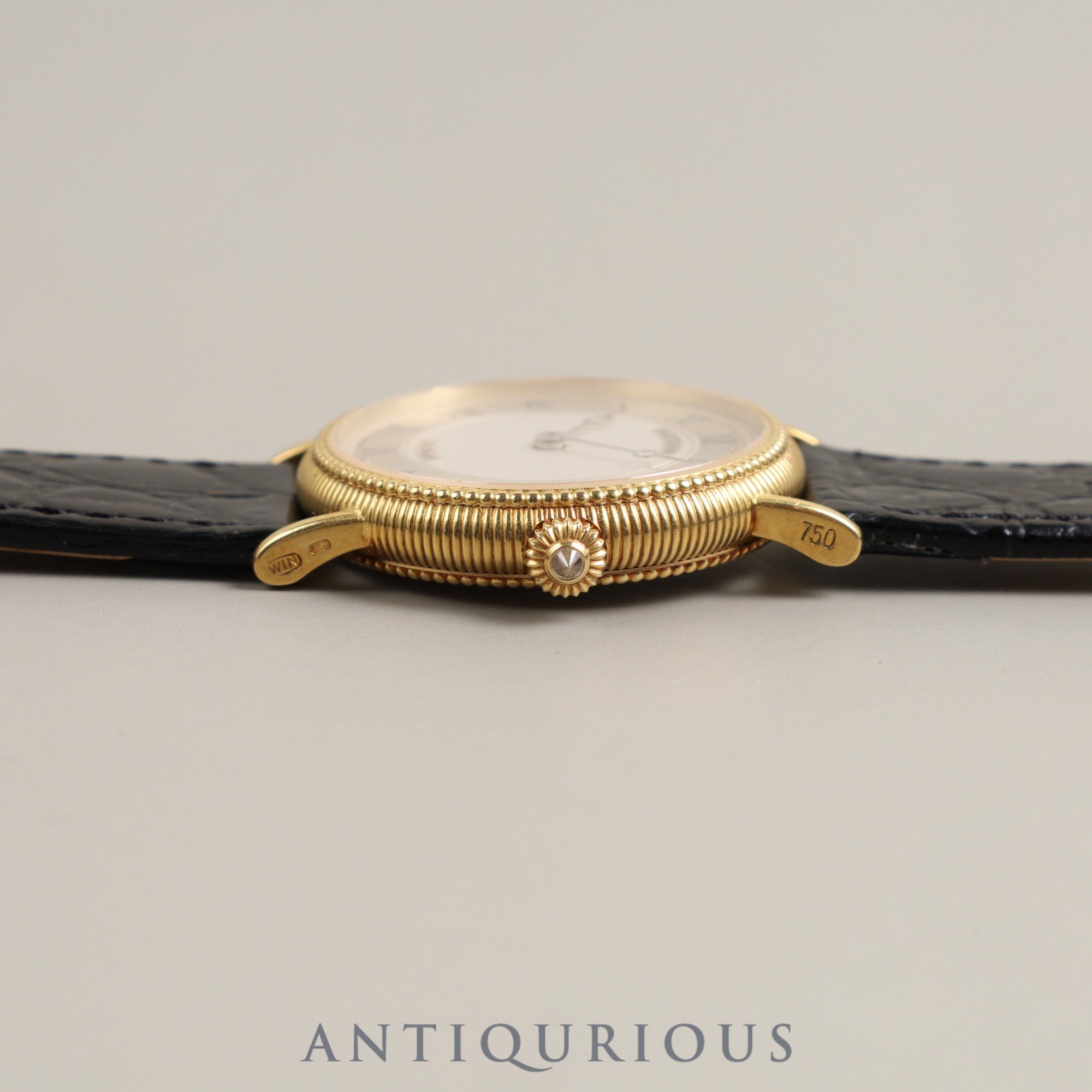 ウォルサム ラウンド 手巻き 750 革 社外尾錠(GP)シルバー文字盤 オーバーホール済み