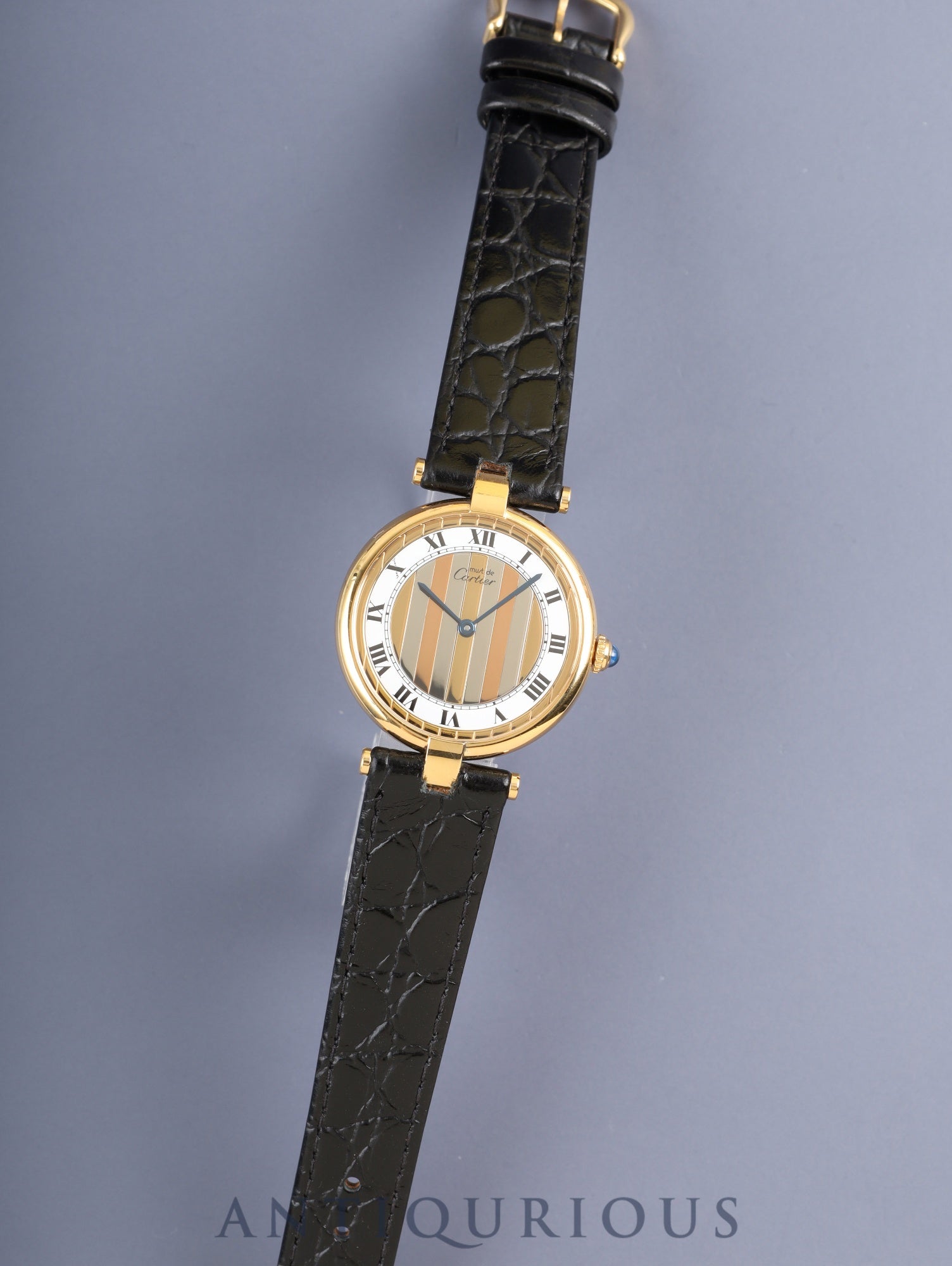 カルティエ マスト ヴァンドーム VLC LM 590003 クォーツ Cal.- SV925 革 純正ピンバックル(GP)フロントトリニティ文字盤 カルティエブティックにてコンプリートサービス済み