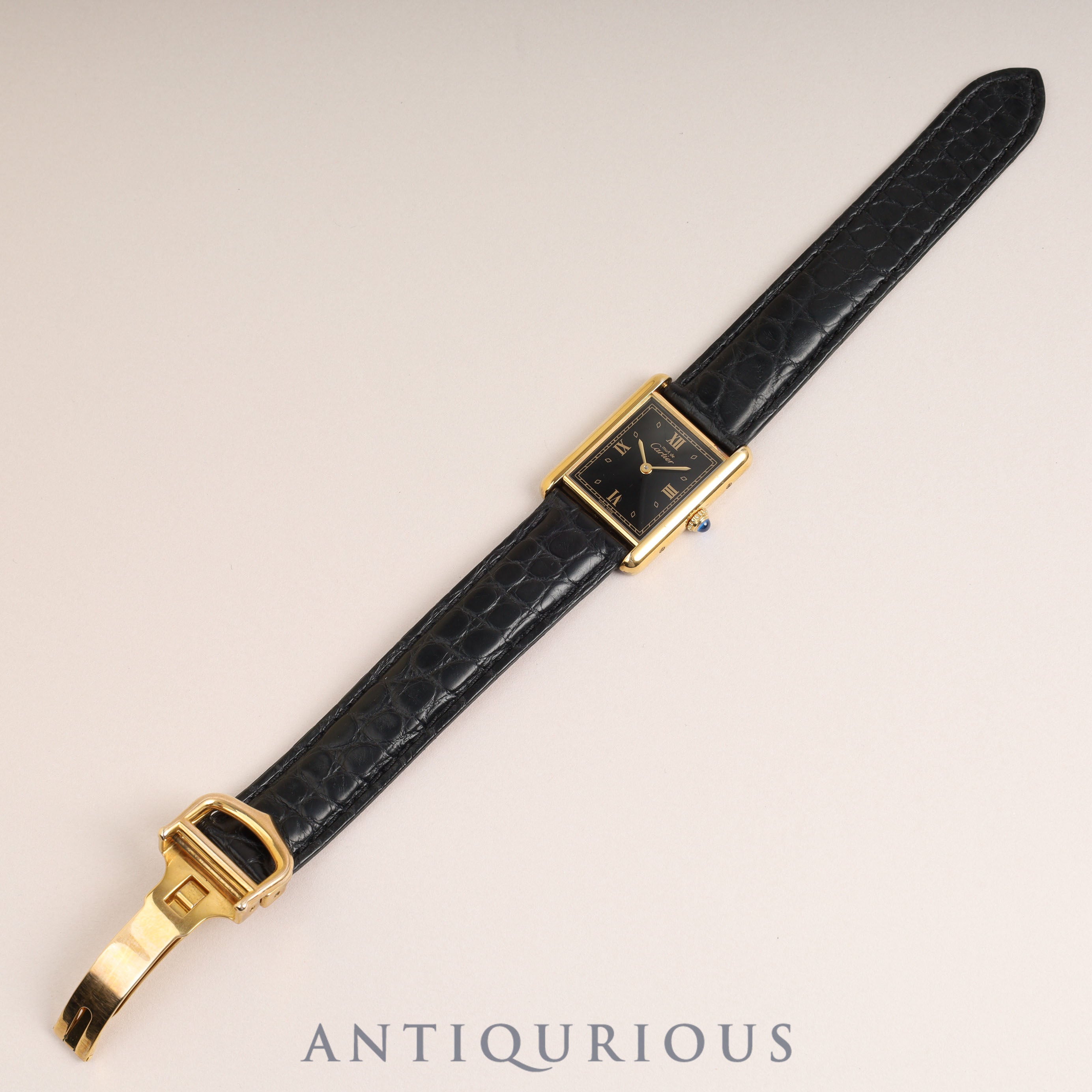Cartier Must Tank LM QZ Black Roman Dial Fully Serviced