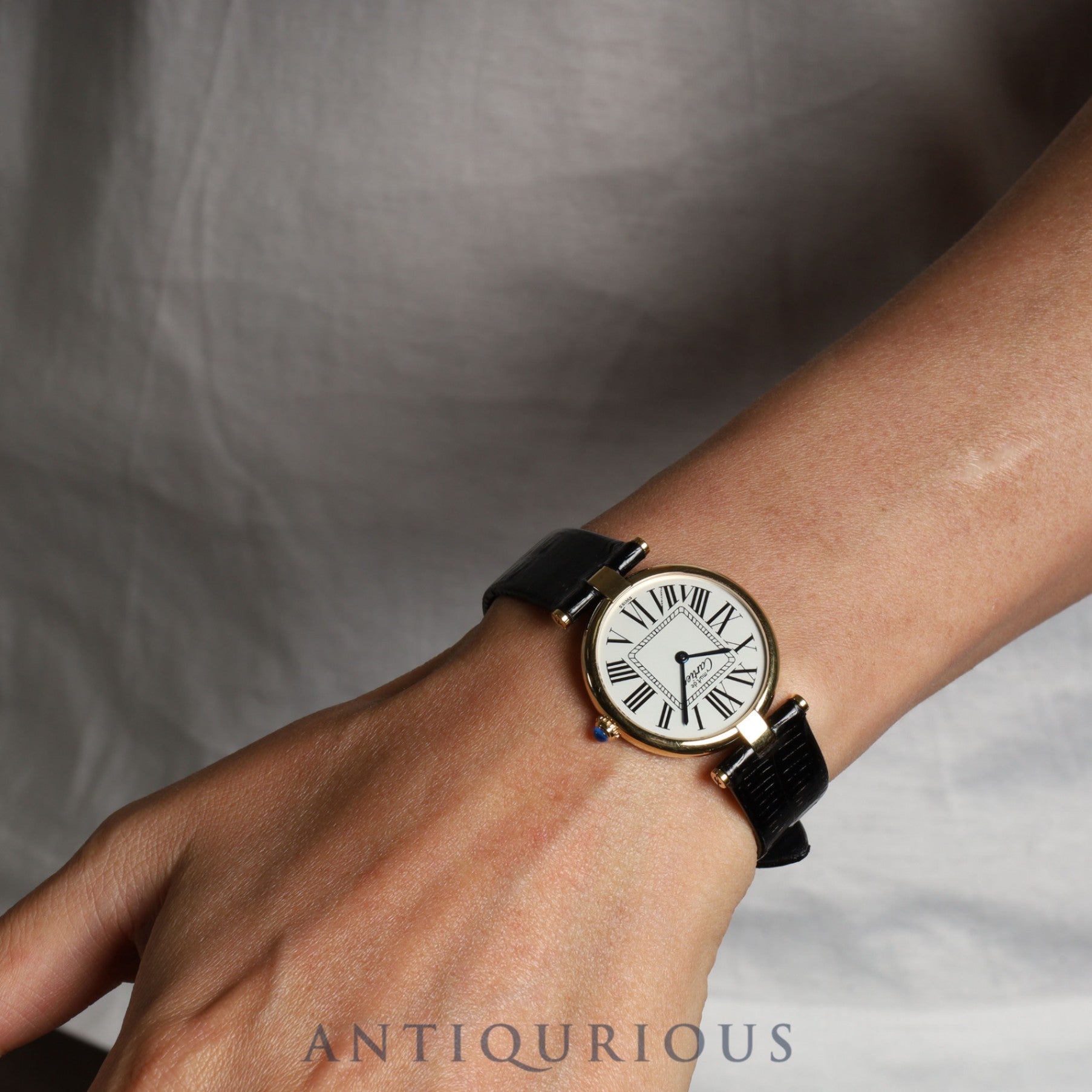 カルティエ マスト ヴァンドーム VLC LM 590003 クォーツ SV925 革 純正尾錠(GP) オパラン文字盤 カルティエブティックにてコンプリートサービス済み