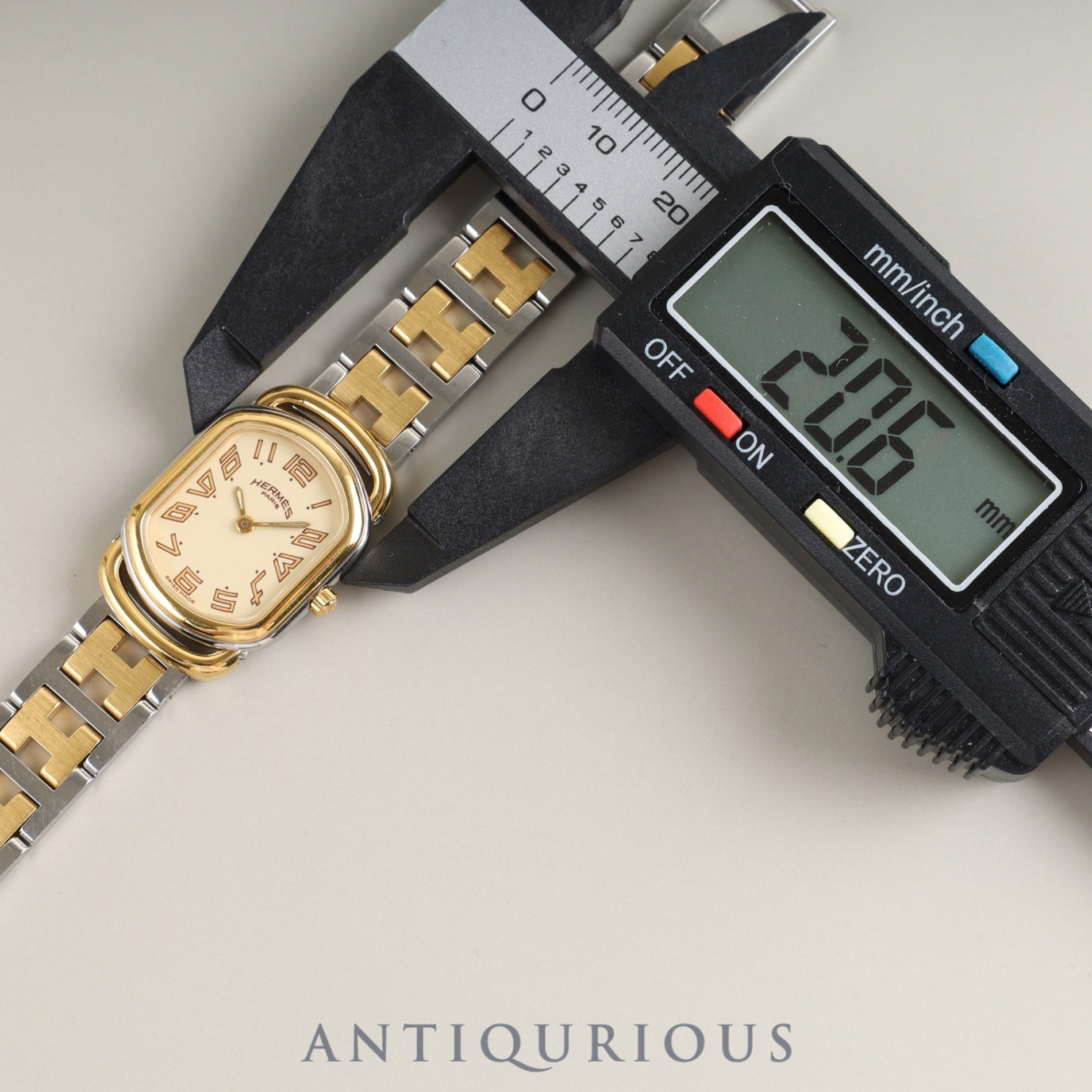 Hermes Rally 77.03 Quartz Cal.976.001 SS/GP SS/GP Ivory Dial Box Booklet Overhauled