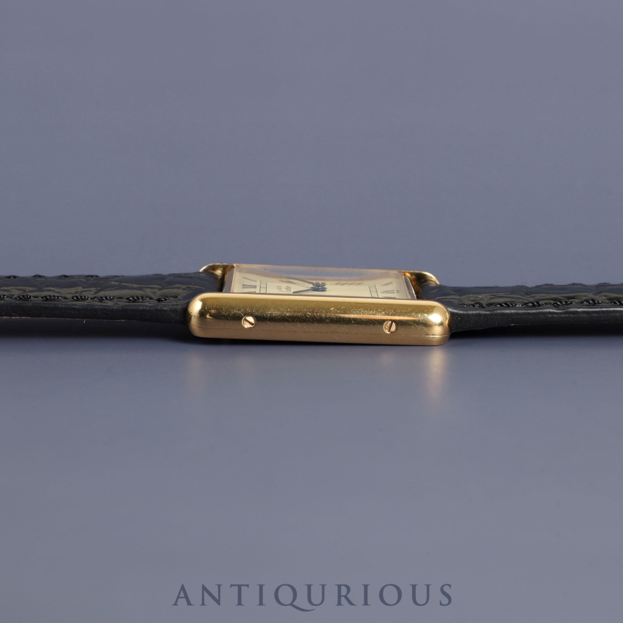 Cartier Must Tank LM 590005 Quartz Cal.90 SV925 Leather Genuine Buckle (GP) Ivory Roman Dial Overhauled