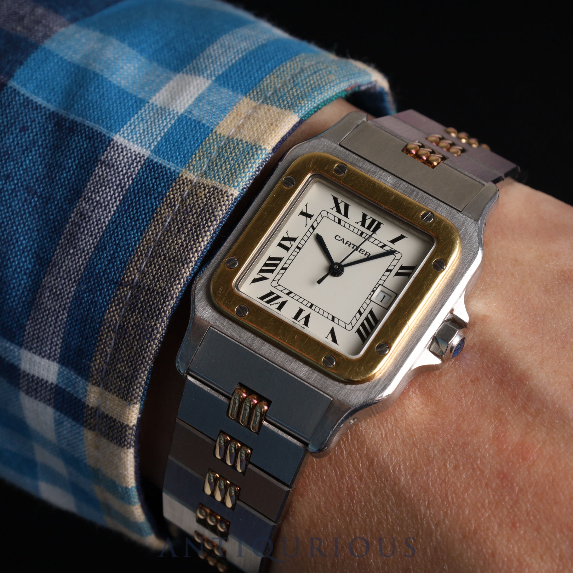 Cartier Santos Galbee LM 2961 Automatic SS/YG SS/YG Godron bracelet Ivory dial Overhauled