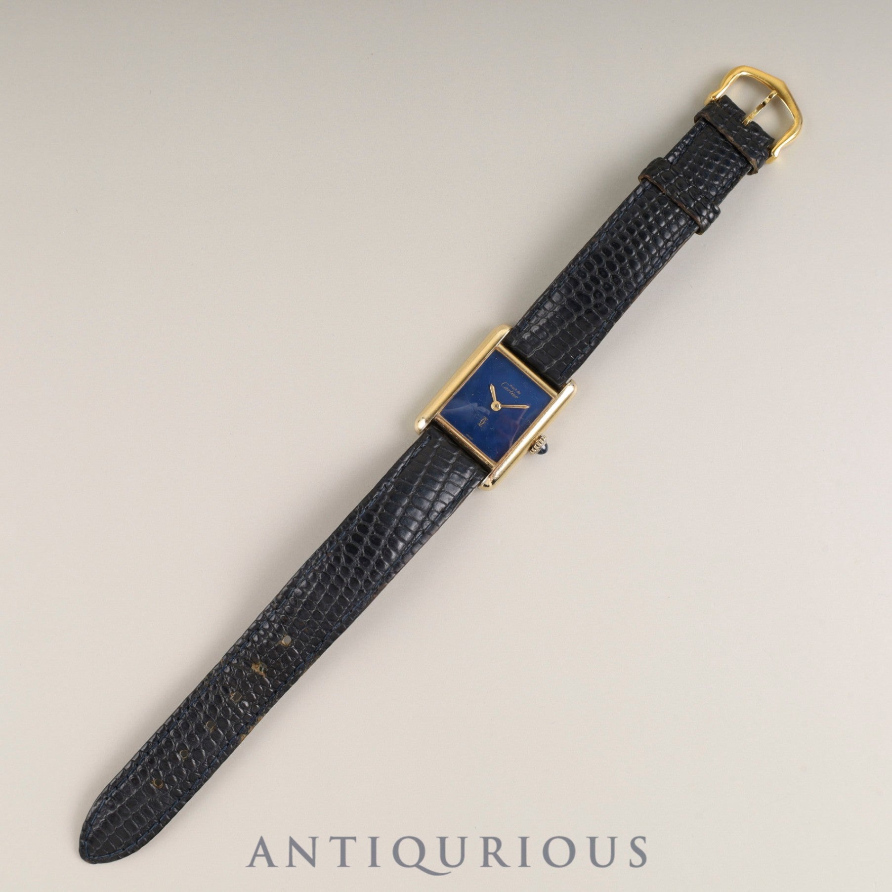 カルティエ マストタンク SM 手巻き Cal.78-1 SV925 純正革ベルト 純正尾錠(GP)ラピスラズリ文字盤 オーバーホール済み