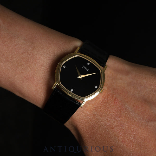 Piaget Cushion 9597 Manual winding Cal.9P2 750 Leather Genuine buckle (750) 4P diamond/onyx dial Genuine leather strap Overhauled