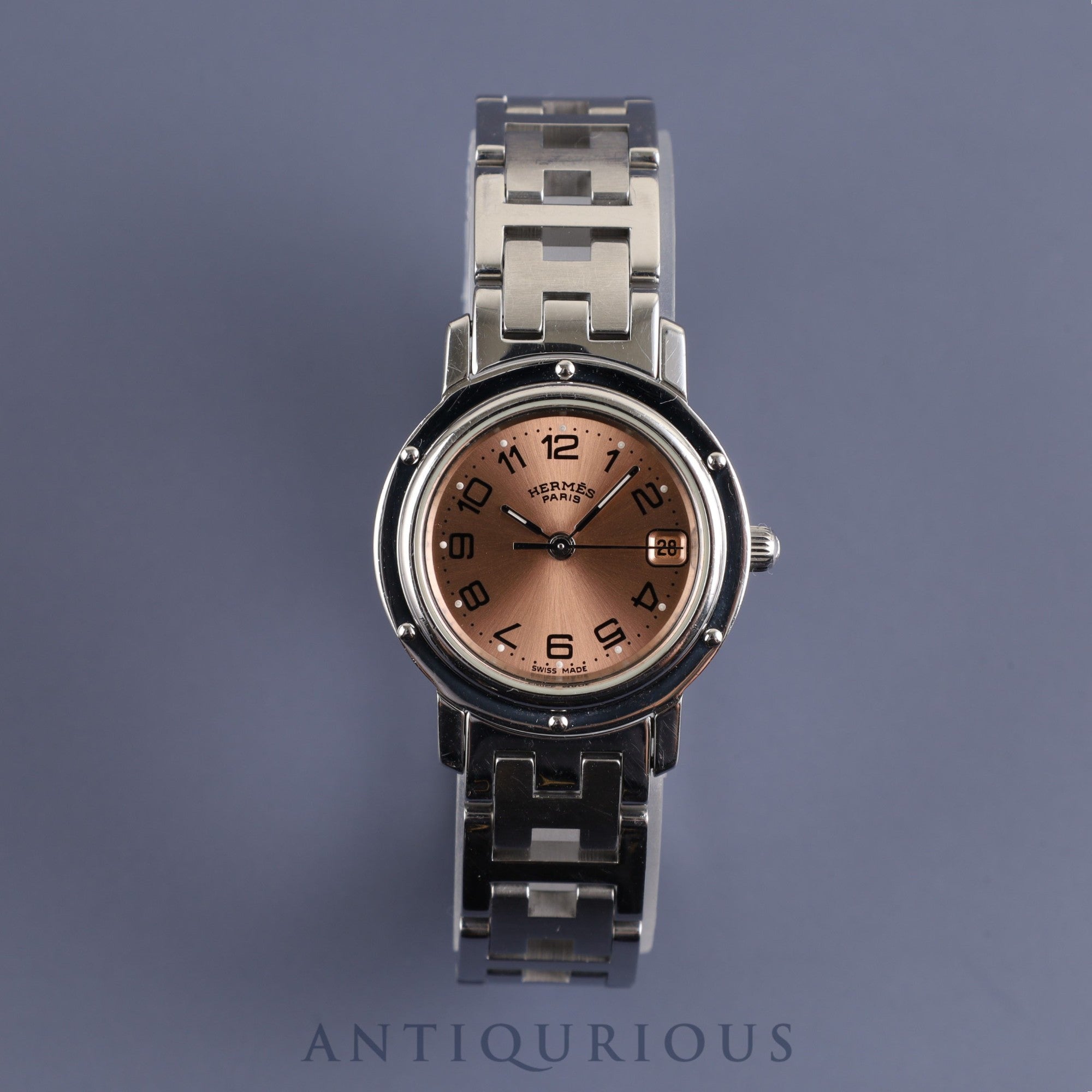 エルメス クリッパー CL4.210 クォーツ SS SS ピンク文字盤 23.8mm オーバーホール済み