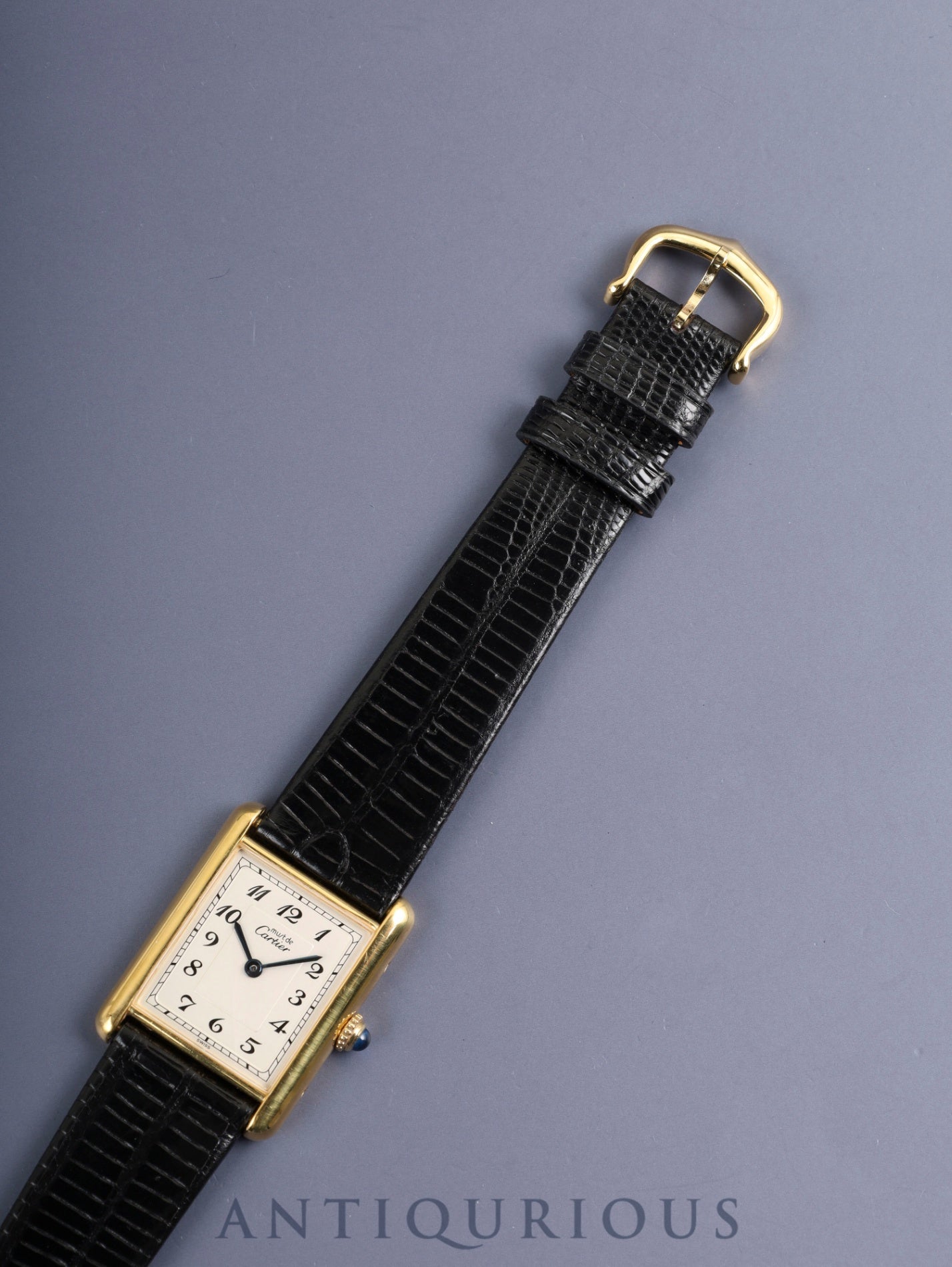 Cartier Must Tank LM 590005 Quartz Cal.90 SV925 Leather Original Pin Buckle (GP) Arabic Dial (SWISS marking) Overhauled Polished