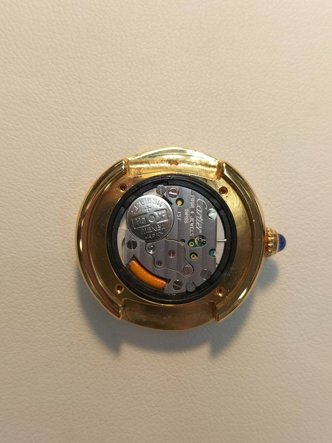 Cartier Must Trinity W1010644 / 2735 Quartz Cal.157 SV925 Leather Genuine D-buckle (GP) Silver Roman dial Overhauled