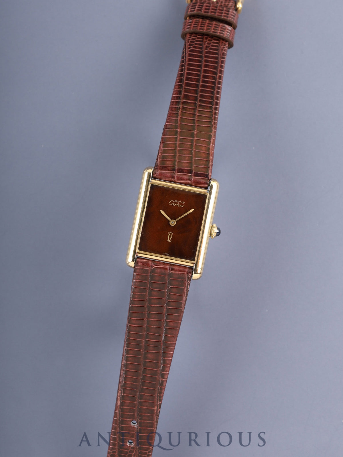 Cartier Must Tank LM Hand-wound Cal.78-1 SV925 Leather Genuine Pin Buckle (GP) Mahogany Dial (SWISS marking) Overhauled