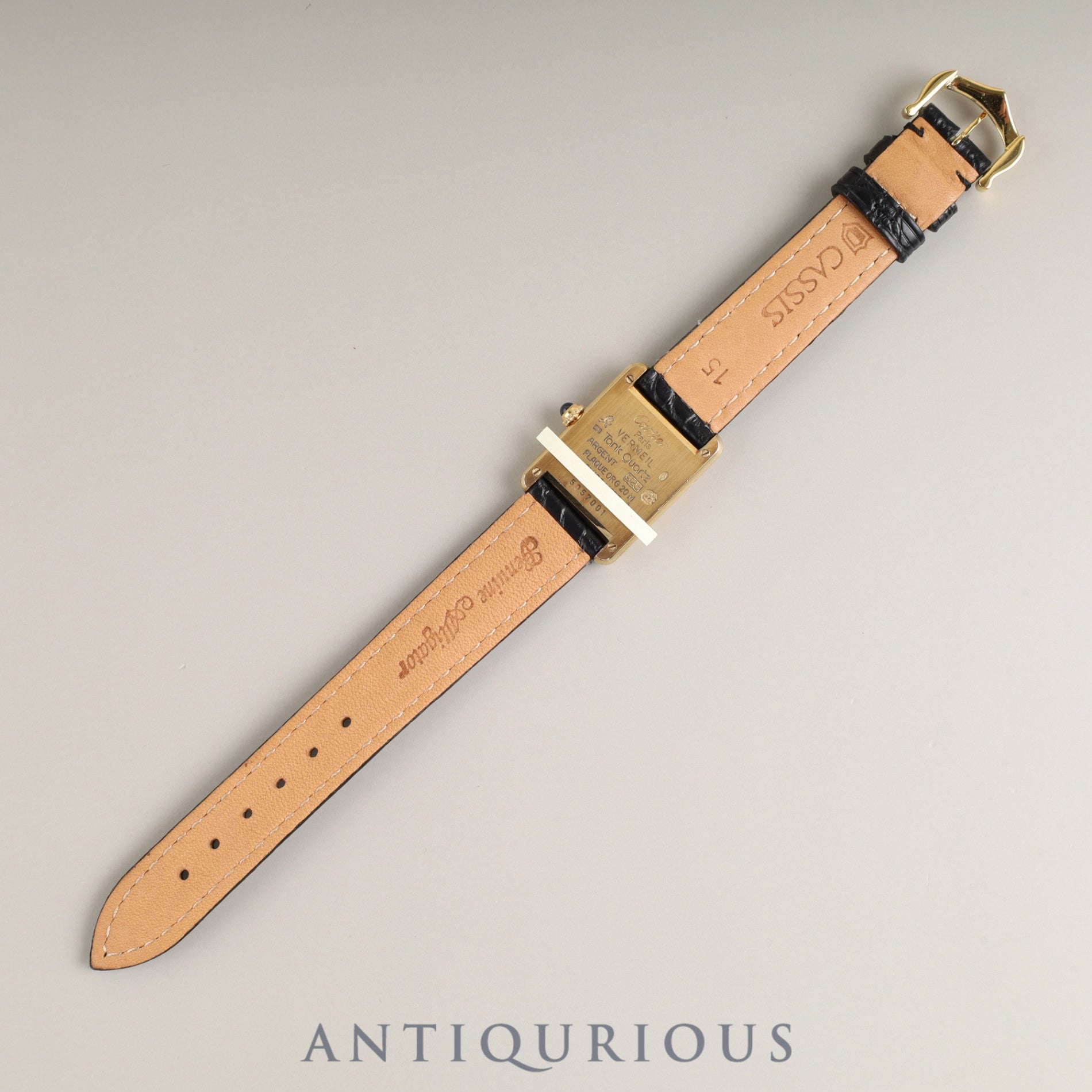 Cartier Must Tank SM 5057001 Quartz Cal. 057 SV925 Leather Strap with Genuine GP Buckle, Trinity Dial, Box, Dust Bag, Booklet, Warranty Card (1995) Overhauled