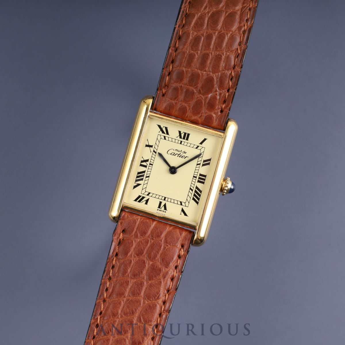 Cartier Must Tank LM Manual winding Cal.78-1 SV925 Genuine leather strap Genuine buckle (GP) Ivory Roman dial Cartier repair details Overhauled Newly refurbished