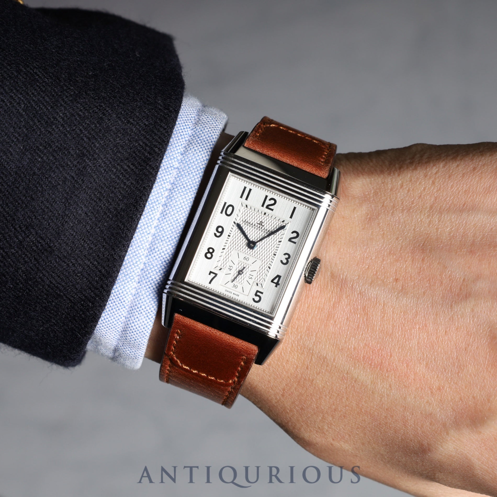 Jaeger-LeCoultre Reverso Classic Large Duo Small Second 215.8.D4 (Q3848422) Manual winding SS Genuine leather strap Genuine buckle (SS) Silver / Black dial Box Warranty (2023)