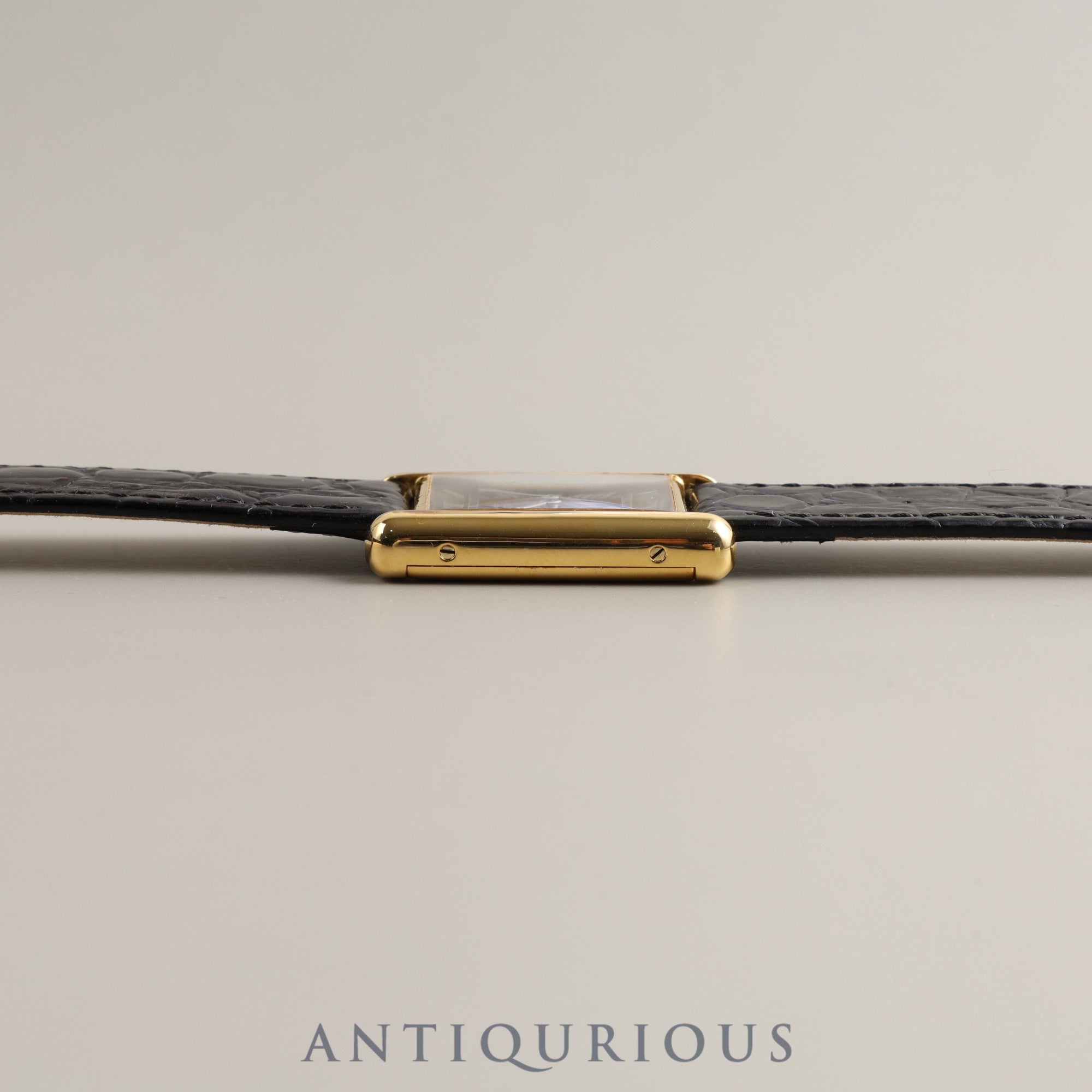 Cartier Must Tank LM Manual Winding Cal.78-1 925 Leather Black Roman Dial Overhauled Newly Finished