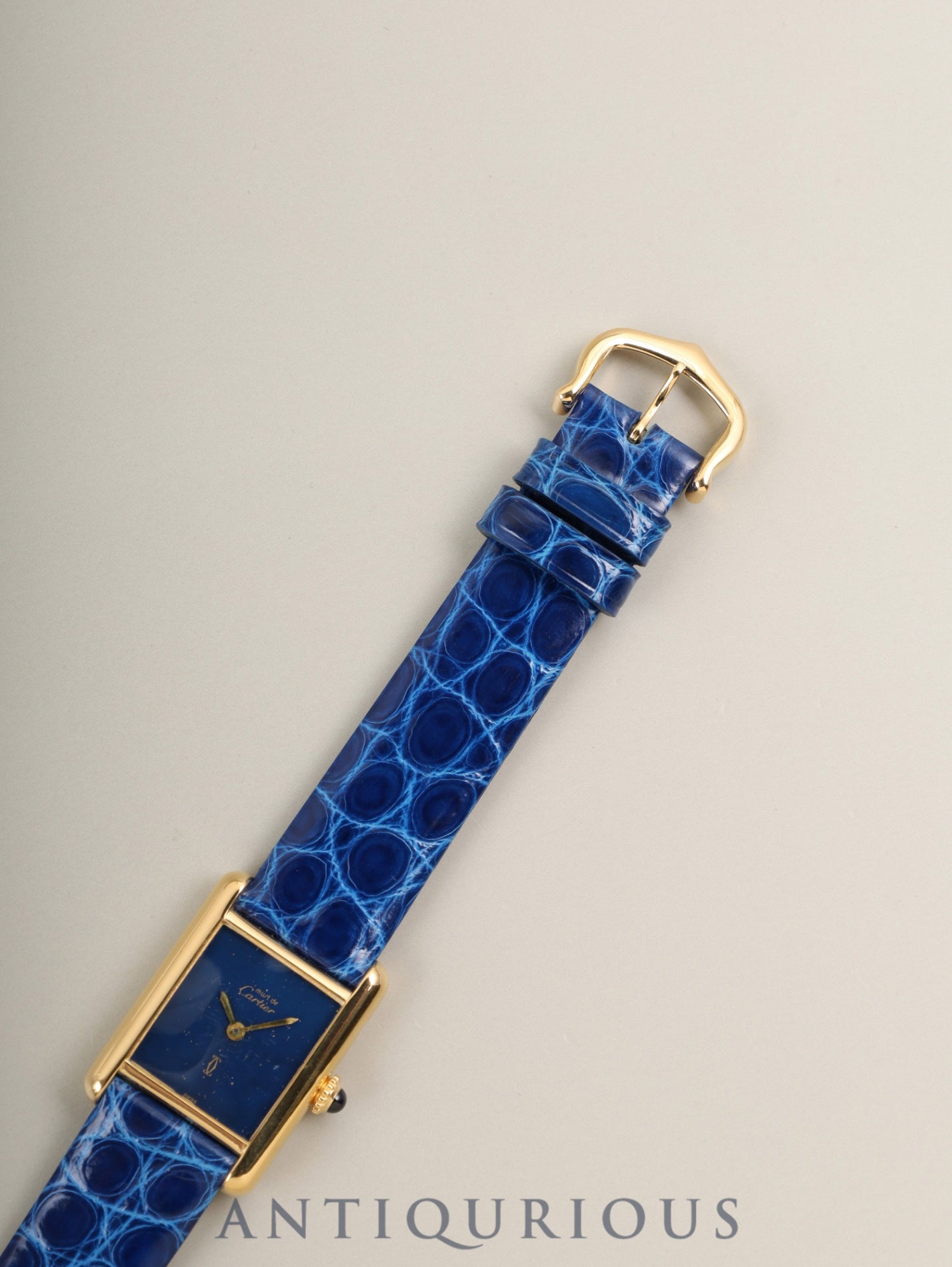 カルティエ マストタンク SM 手巻き Cal.78-1 SV925 革 純正ピンバックル(GP) ラピスラズリ文字盤(SWISS表記) オーバーホール済み
