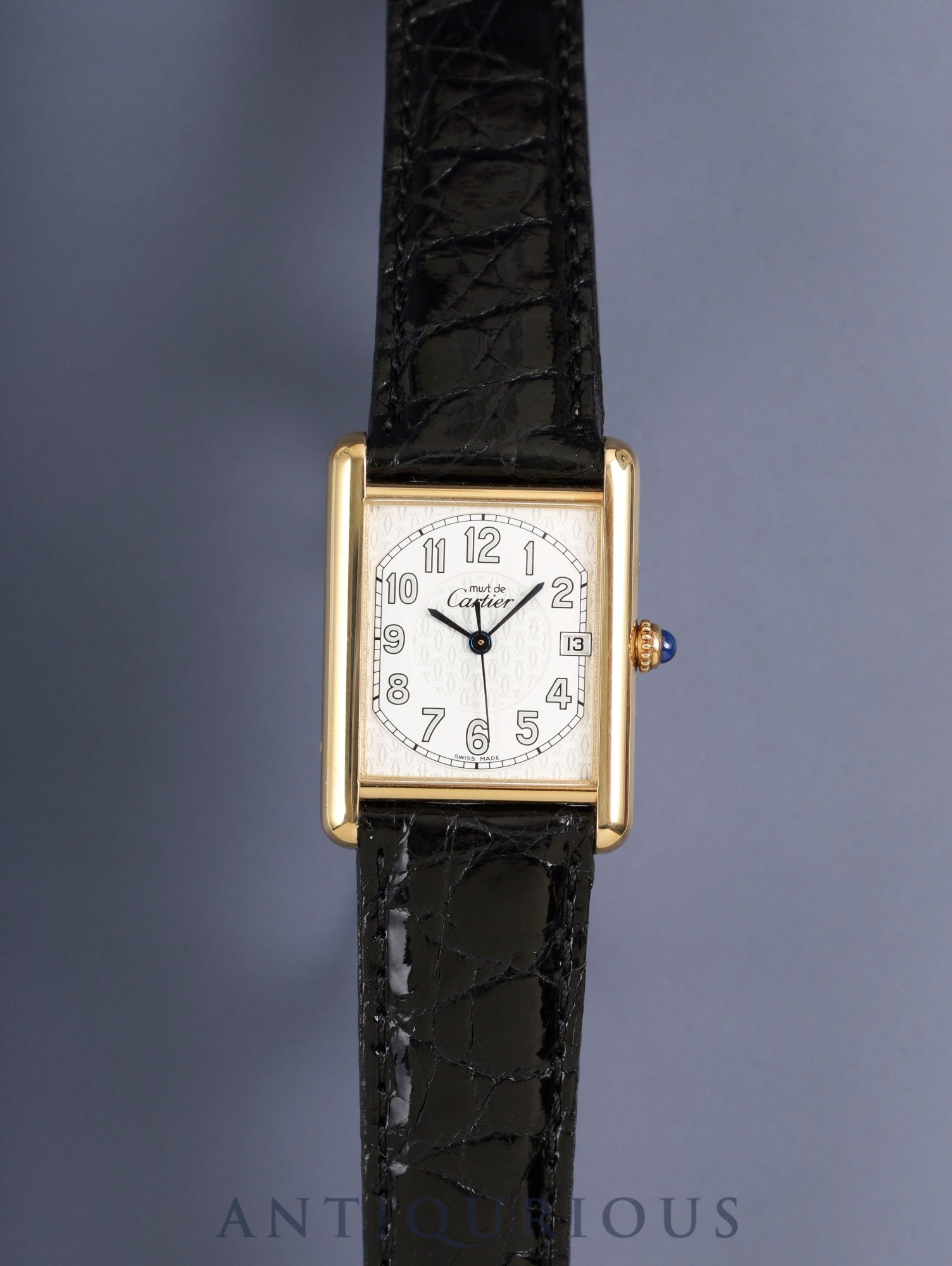 カルティエ マストタンク GM(XL) 2413 クォーツ Cal.87 SV925 革 純正ピンバックル(GP) テレフォンアラビア文字盤 (SWISS MADE表記) 箱 オーバーホール済み