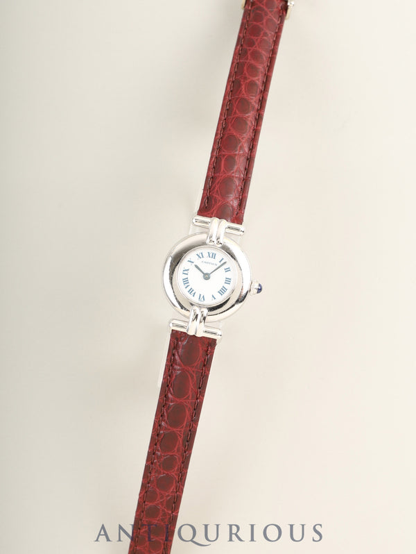 カルティエ マストコリゼ 590002 クォーツ Cal.690 SV925 革 純正Dバックル(SS) ホワイトローマン文字盤 オーバーホール済み