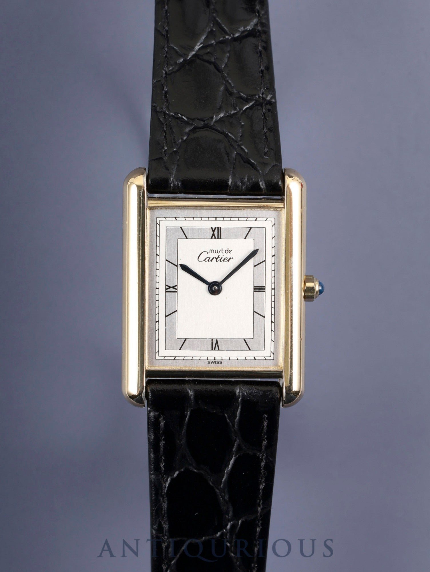 カルティエ マストタンク LM 6 81006 クォーツ Cal.81 SV925 純正尾錠(GP)シルバー飛びローマン文字盤 1982年頃~1995年頃 箱 オーバーホール済み