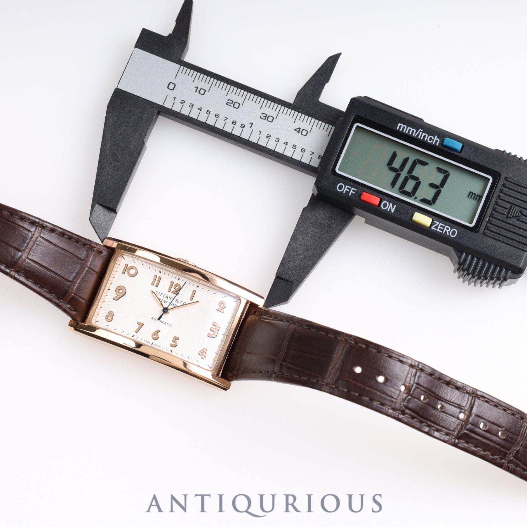 Tiffany East West Automatic PG Leather Silver Dial