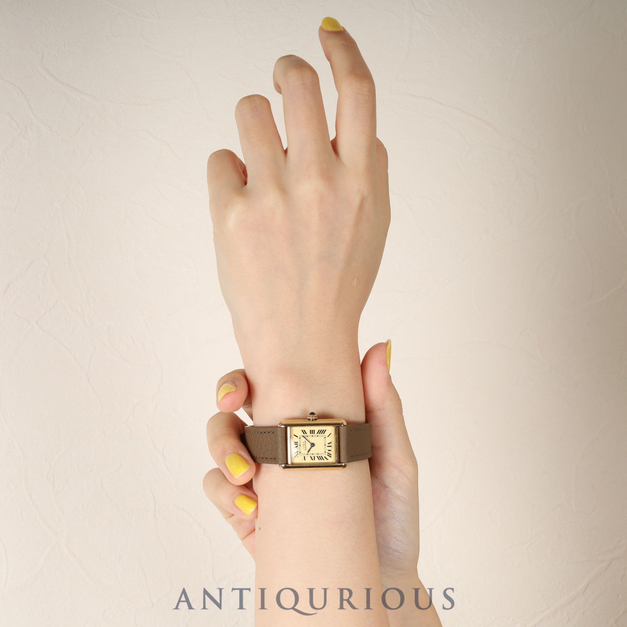 Cartier Must Tank MM 2415 Quartz Caliber - SV925 Leather Strap with Genuine GP Buckle, Ivory Roman Dial, Booklet, Overhauled