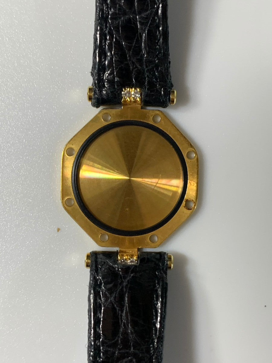 Century Empire Time Gem Quartz Caliber ETA280.002 750YG Diamond Leather Strap with Genuine Pin Buckle (GP) Green Dial Overhauled