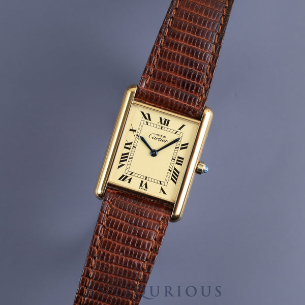 Cartier Must Tank LM 6 81006 Quartz SV925 Genuine leather strap Genuine buckle (GP) Ivory Roman dial Overhauled