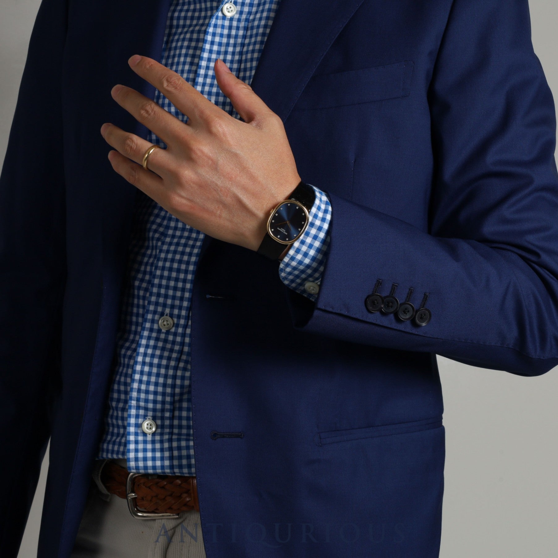 パテック・フィリップ ゴールデンエリプス 3848J-062 手巻き Cal.215 750YG 純正革ベルト 純正尾錠(750)ダイヤ12Pブルー文字盤 箱 アーカイブ(1991年)