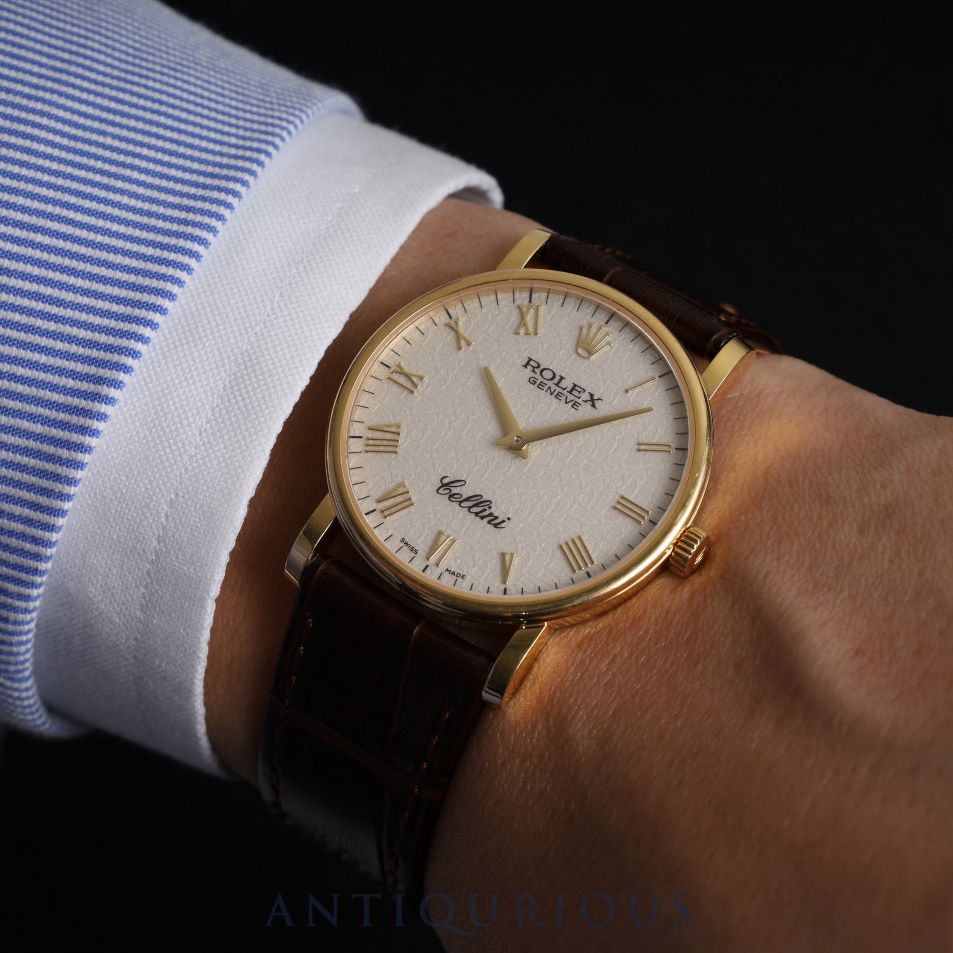 Rolex Cellini 5115/8 Manual winding Cal.1602 750 Leather Genuine buckle (750) Ivory engraved computer dial Warranty (2014) Genuine replacement belt Overhauled