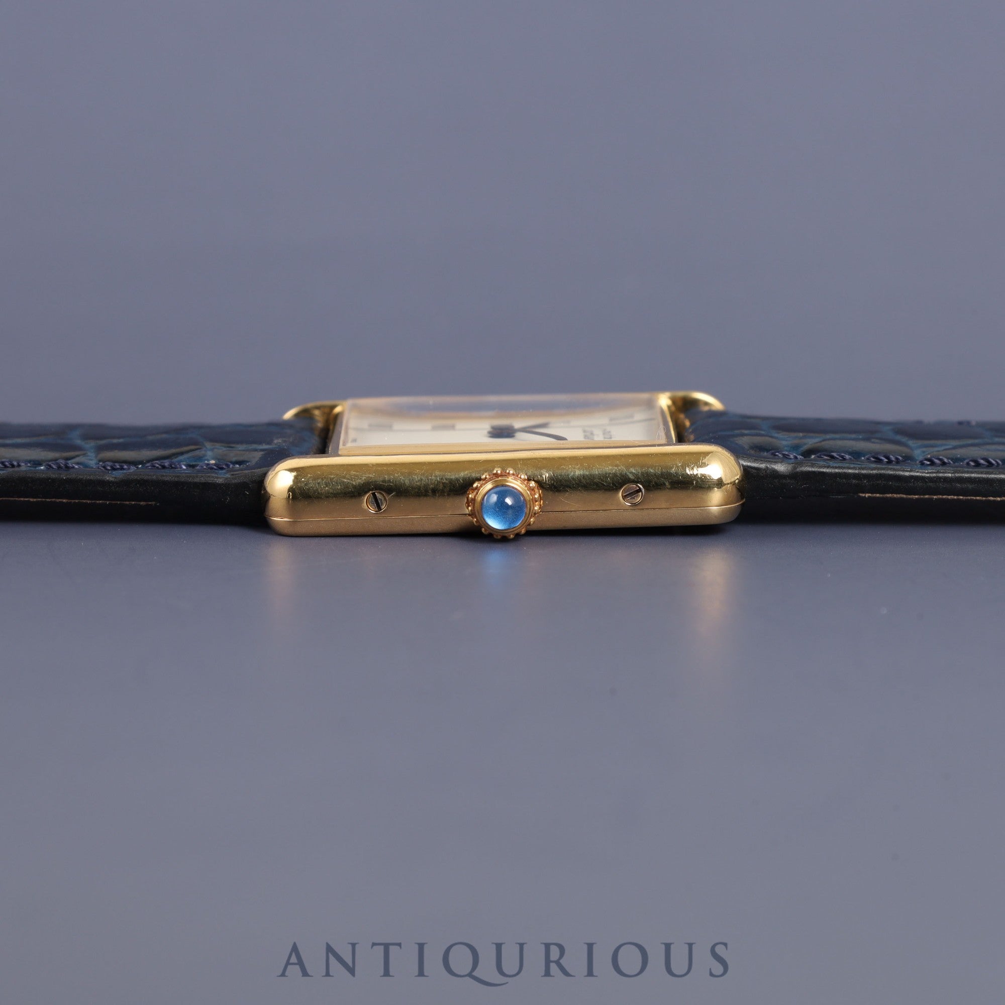 Cartier Must Tank LM 590005 Quartz Cal.90 SV925 Leather Genuine Buckle (GP) Straight Roman Dial Overhauled Newly Finished