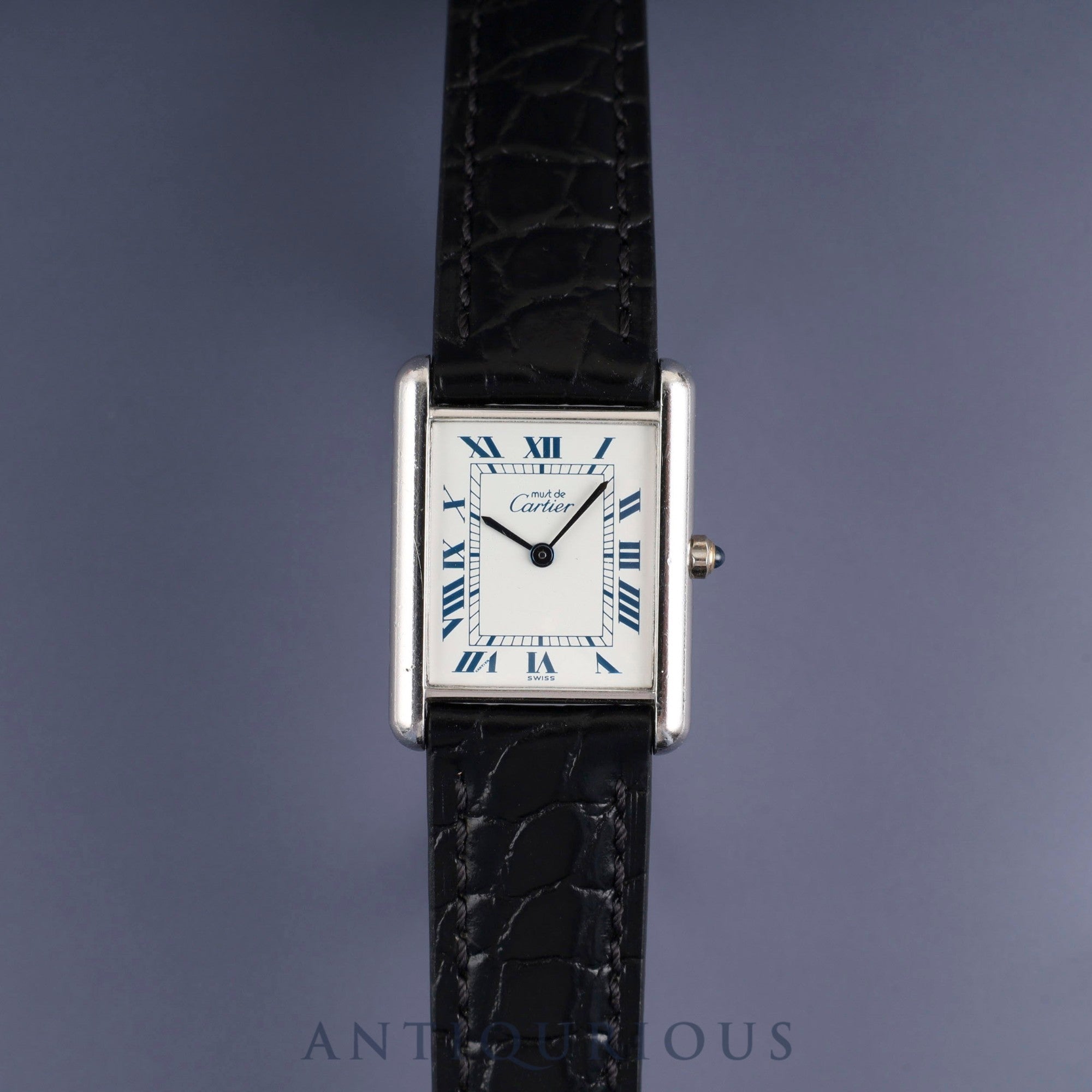 カルティエ マストタンク LM 681006 クォーツ Cal.81 SV925 革 純正尾錠(SS) ホワイトローマン文字盤 オーバーホール済み