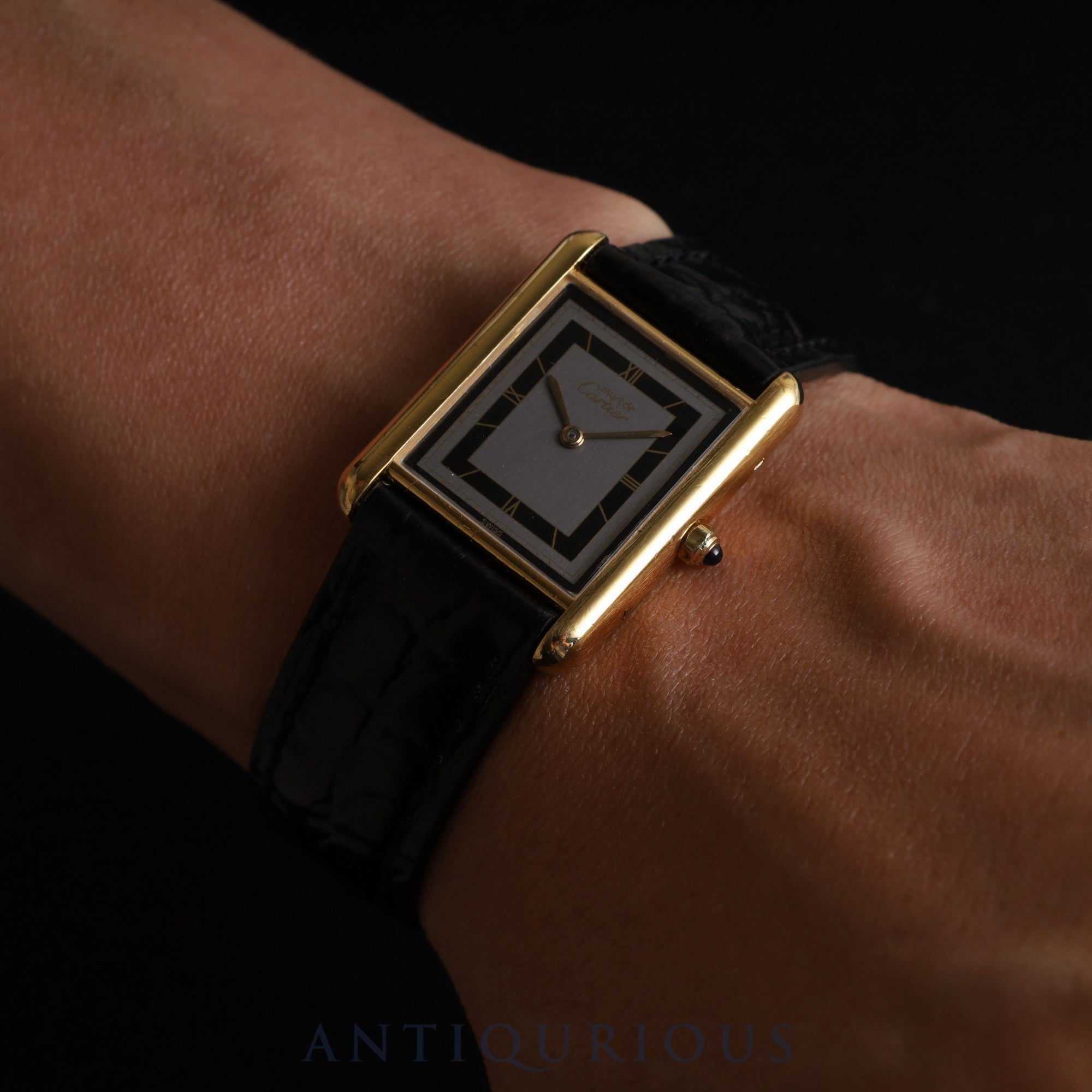 カルティエ マストタンク LM 6 81006 クォーツ Cal.81 SV925 革 純正尾錠(GP) グレーローマン文字盤 箱 冊子 保証書(1985年)オーバーホール済み 新品仕上げ済み