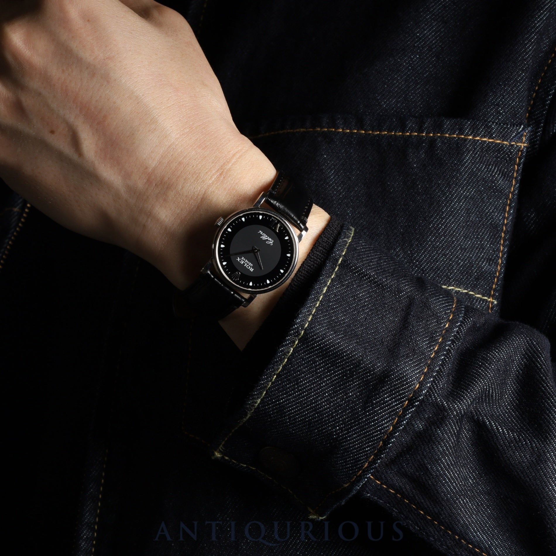 Rolex Cellini 5115 Manual Winding Caliber 1602 750 Leather Strap with Genuine Buckle (750) Black Dial A Series (1998-1999) Overhauled