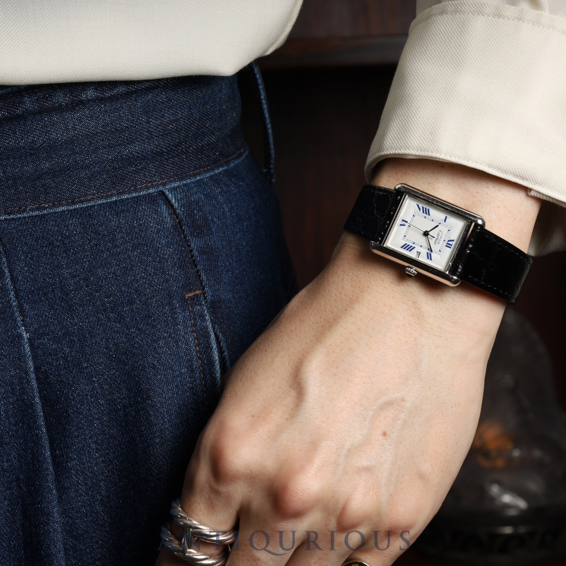 カルティエ マストタンク GM(XL) W1014154 / 2414 クォーツ Cal.87 SV925 革 純正尾錠(SS)ホワイト飛びローマン文字盤 オーバーホール済み