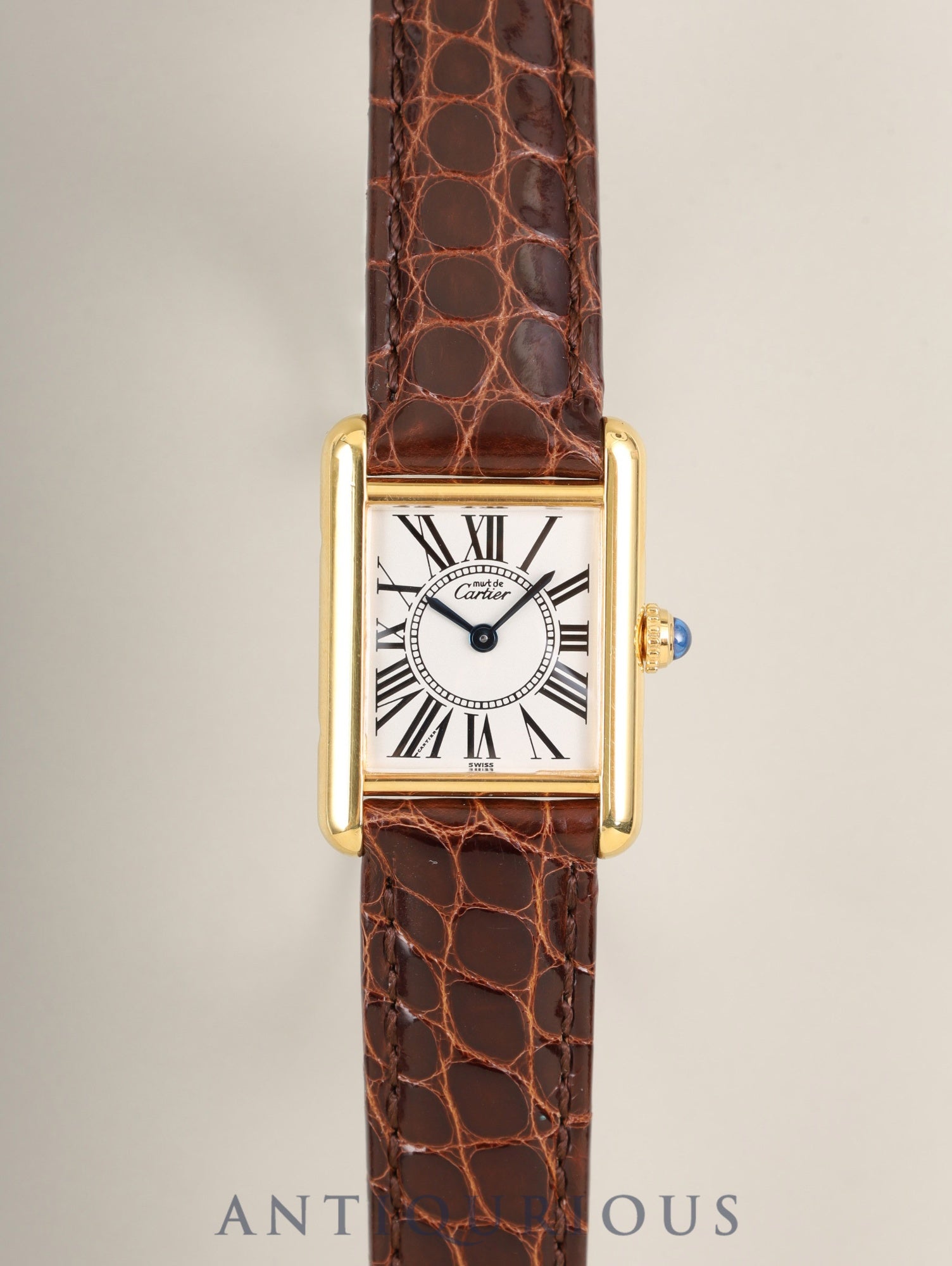Cartier Must Tank SM 5057001 Quartz SV925 Leather Genuine D-Buckle (GP) Oparan Dial (SWISS marking) Polished, Complete Service by Cartier Boutique